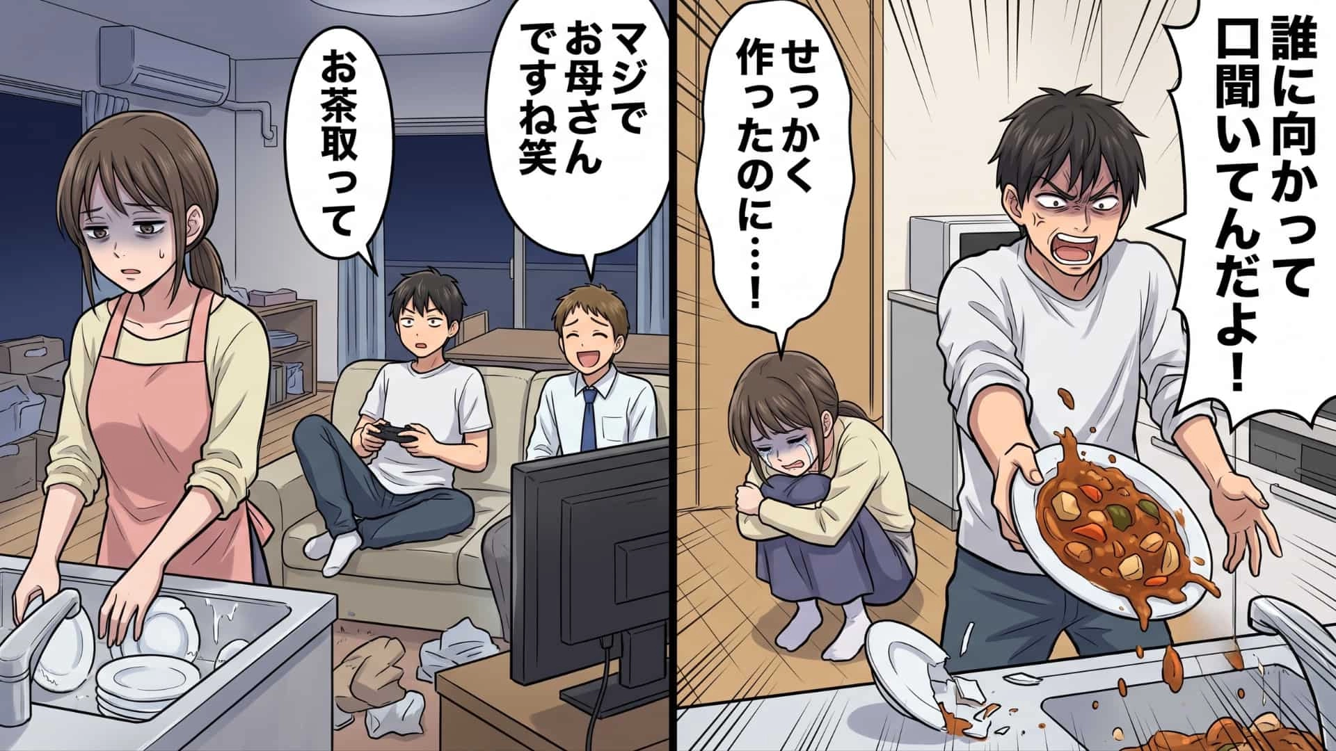 【モラハラ】「誰に向かって口聞いてんだよ！」手料理を流し台に捨てる彼氏に号泣...翌朝、主人公は【まさかの決断】を！？・前編