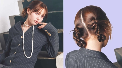 細ゴムだけで盛れる！甘辛ミックスなカチモリ風【三つ編みツインだんご】の作り方♡