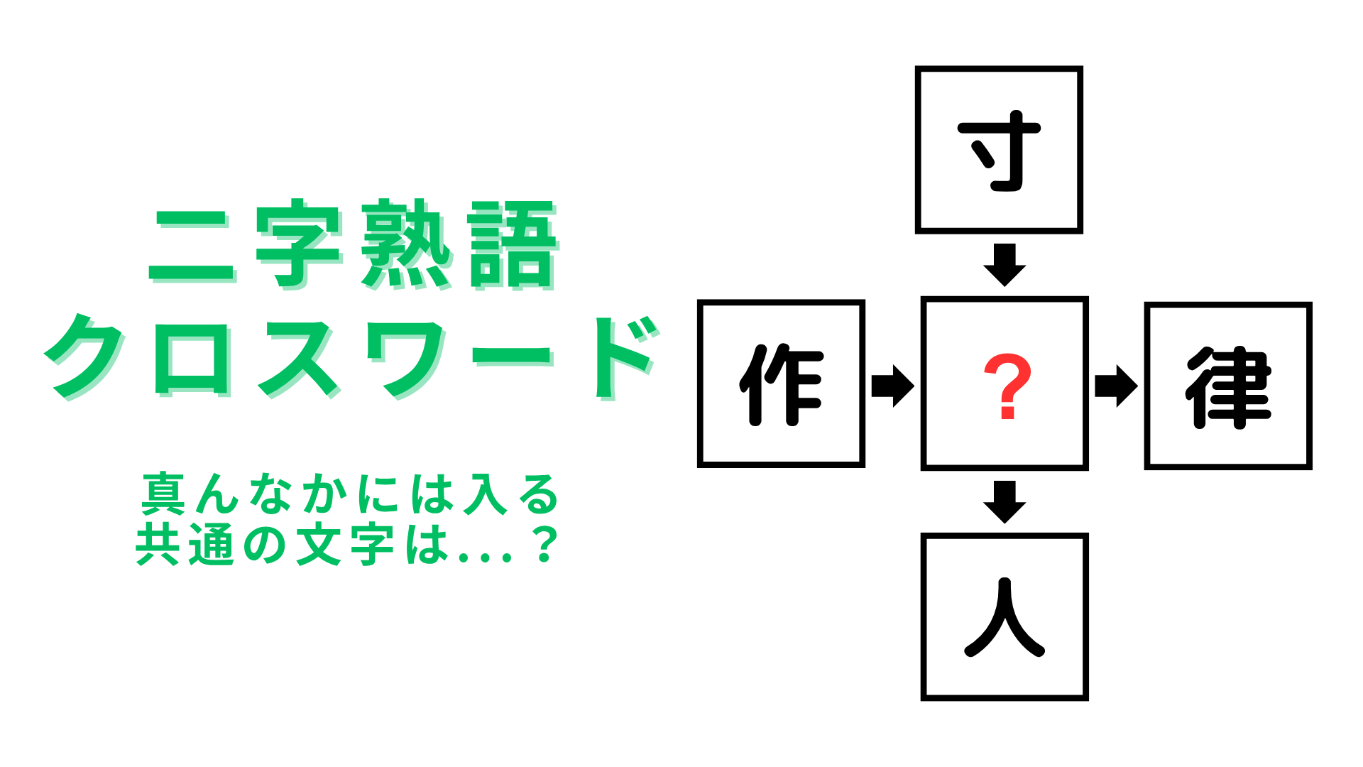 【二字熟語クロスワード】真んなかに入る漢字は？3秒で答えてみて！