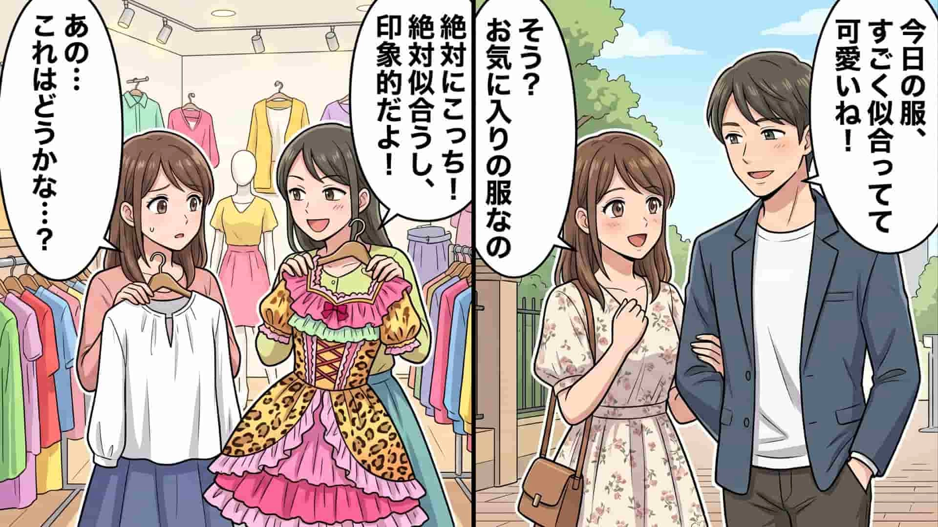 【初デート前♡】友人と勝負服を買いに行くと、似あわない服ばかり勧められて...後日【恐ろしい企み】が発覚!