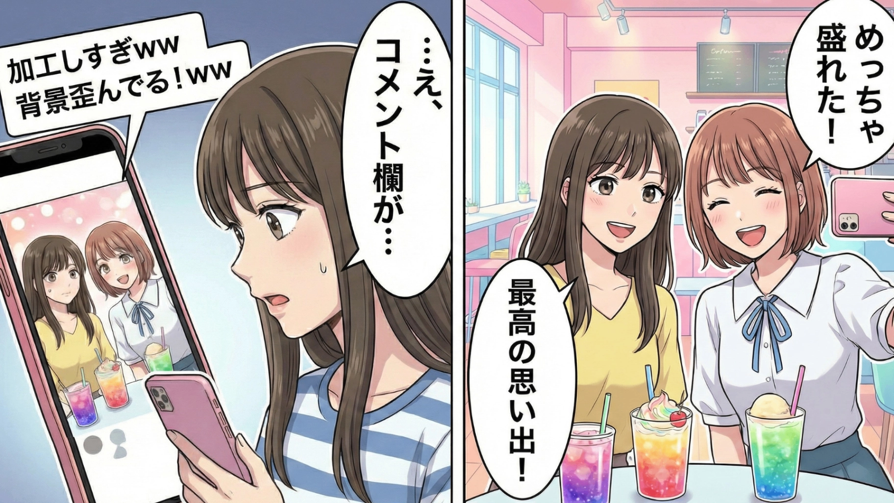 【最後にスカッと！】親友のSNSを見て絶句…“私だけ無加工”の写真を載せた“ありえない言い分”にドン引き！