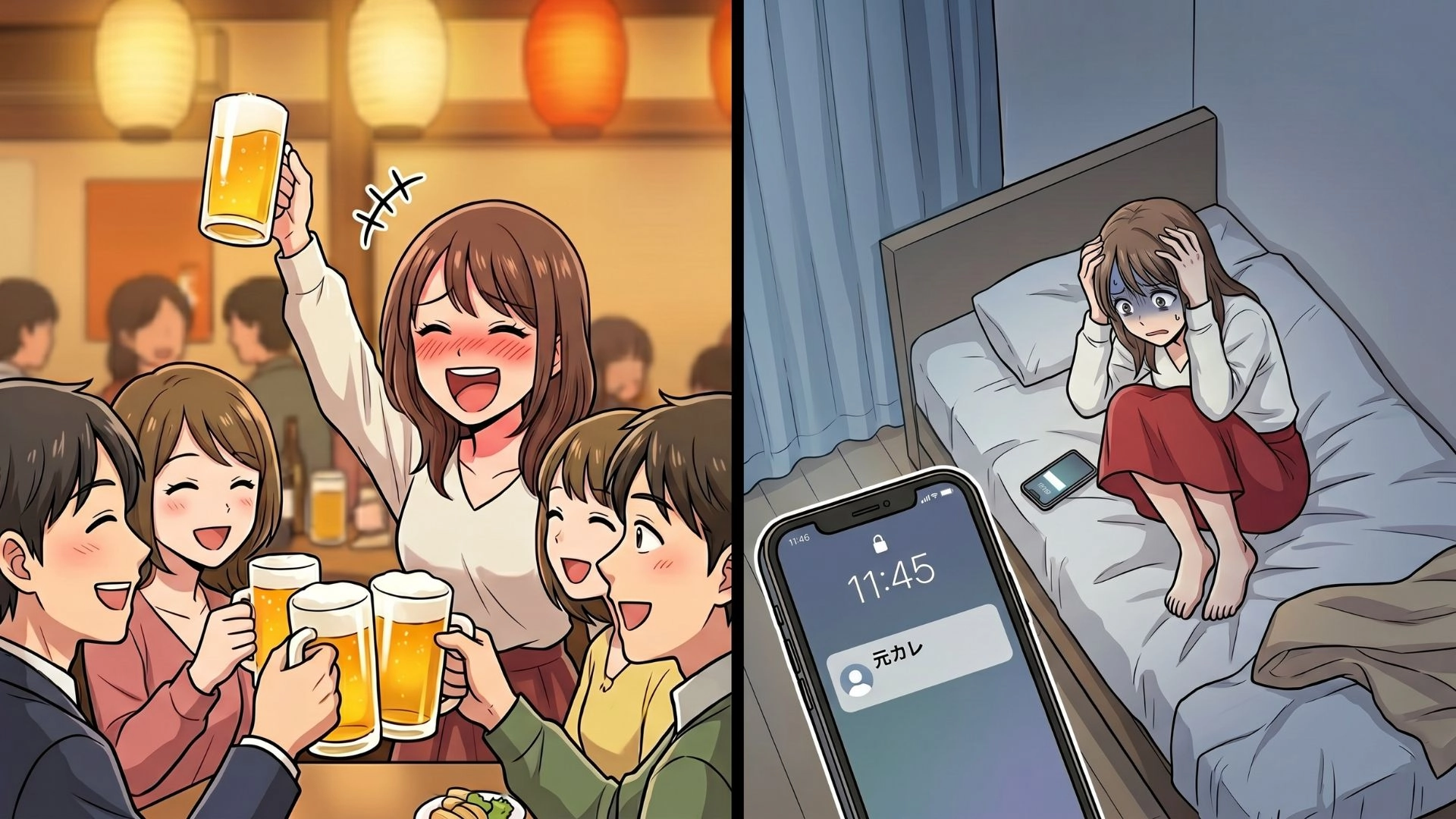 【実体験】忘年会で“泥酔”して元カレに連絡...『深夜の暴走』が発覚後、絶望していたら【予想外の展開】に!