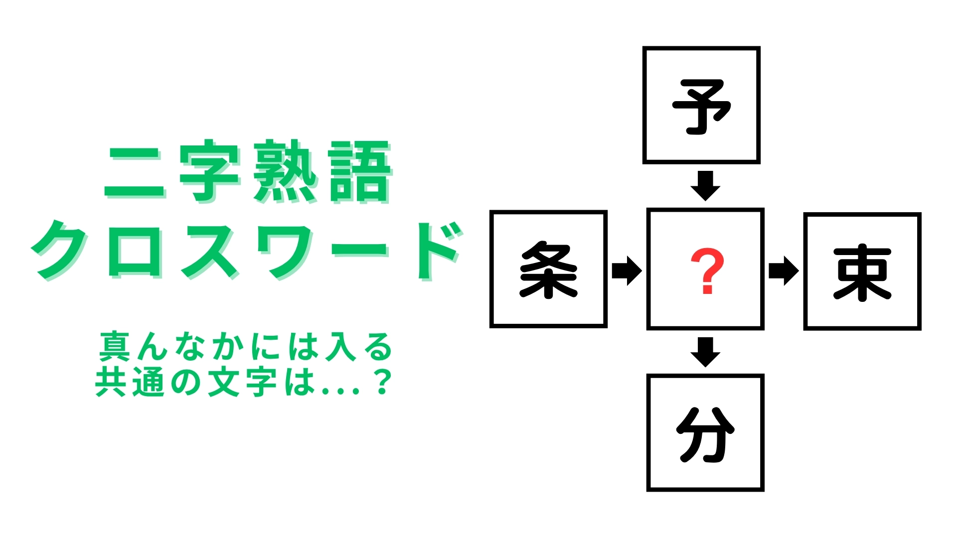 【二字熟語クロスワード】真んなかに入る漢字は？よく見ると熟語が浮かび上がってくる…！