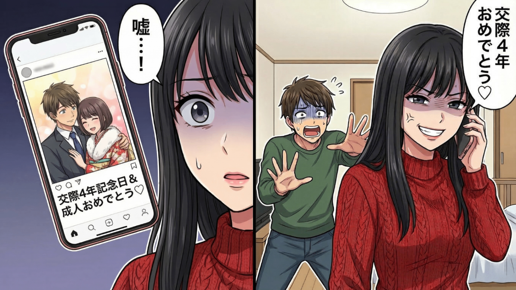 「元カノに会わせたくなかったんだ（泣）」年下の彼氏の成人式。写真の背景に見えた違和感から思わぬ嘘が発覚！？さらに彼が隠していた【衝撃の秘密】とは…！