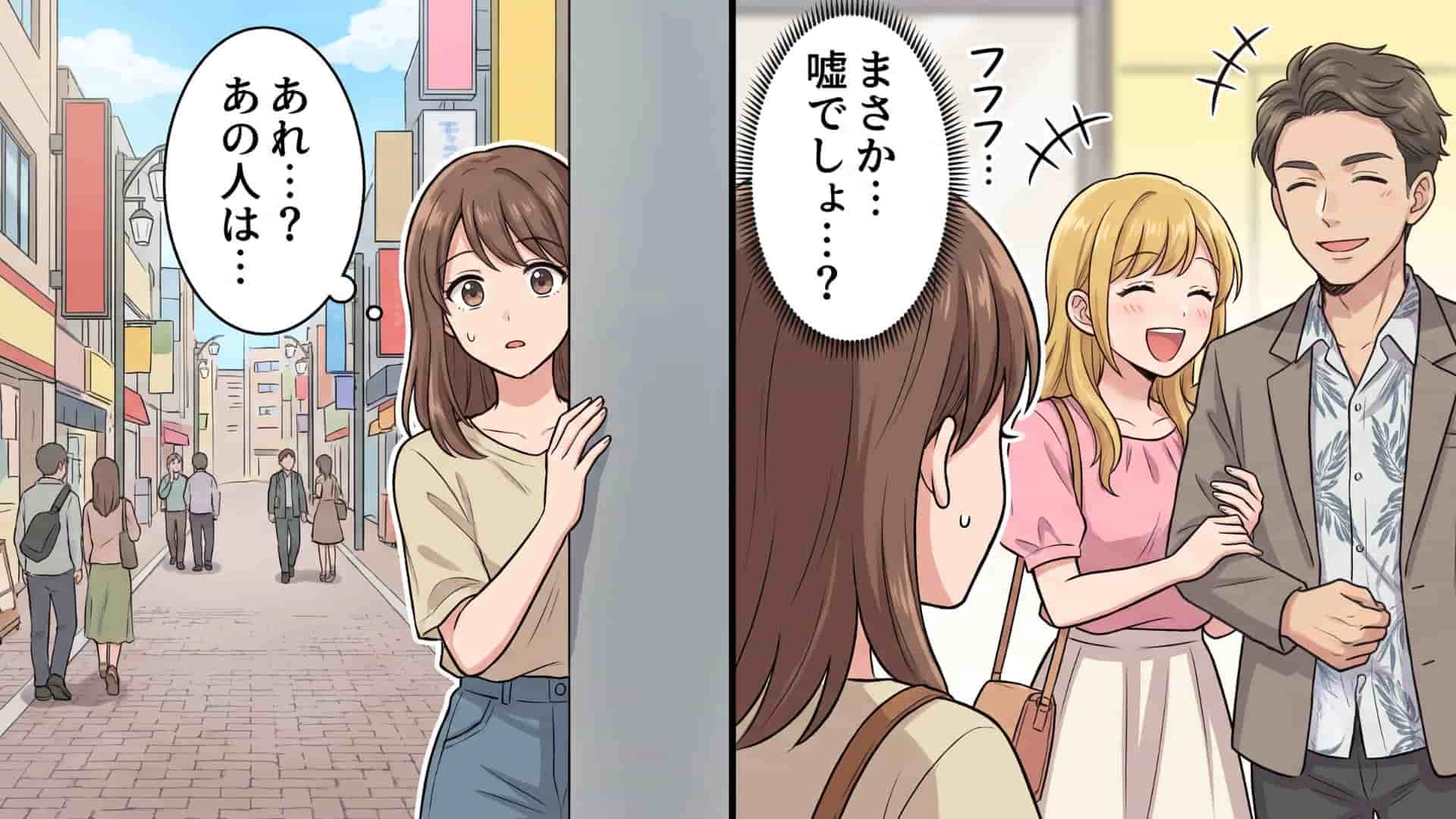 【バイト】「あ、見られちゃった？」同僚と店長がデート！？まさかの光景を目にした主人公は、ある行動を...！・前編