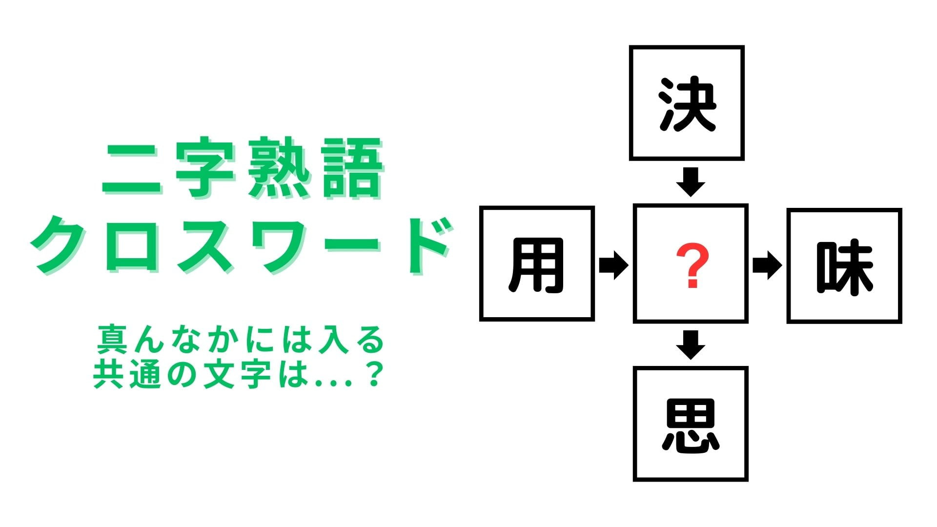 【二字熟語クロスワード】真んなかに入る漢字は？秀才な人はすぐにわかる…！？