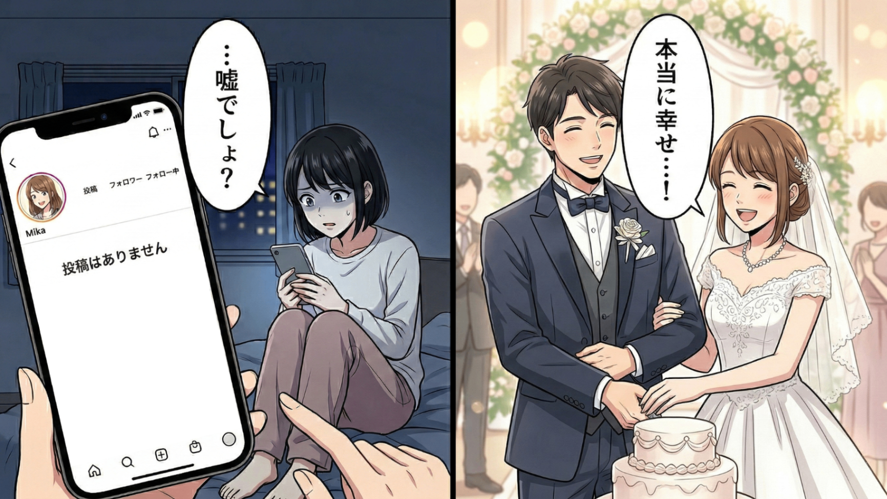 幸せ絶頂のはずだったのに…友人のSNSから突然消えたウェディング写真。そして友人の旦那さんから私宛に【信じられないメッセージ】が送られてきて...！・前編