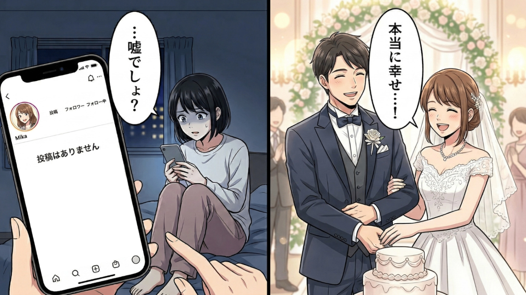 幸せ絶頂のはずだったのに…友人のSNSから突然消えたウェディング写真。そして友人の旦那さんから私宛に【信じられないメッセージ】が送られてきて...！・前編