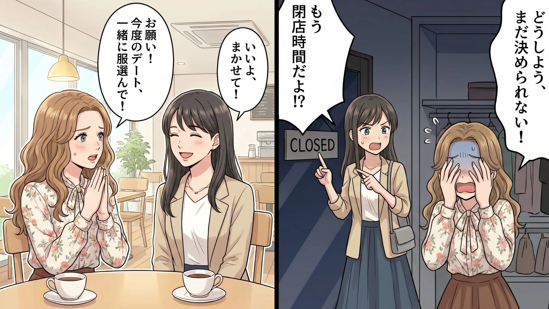 友だちの【デート服選び】に同行。優柔不断な彼女に振りまわされ続けた末、主人公がまさかの行動を...！