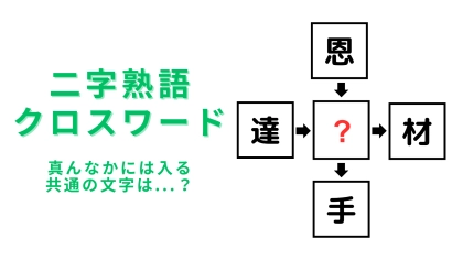 【二字熟語クロスワード】真ん中に入る漢字は？難易度は中級レベルです！