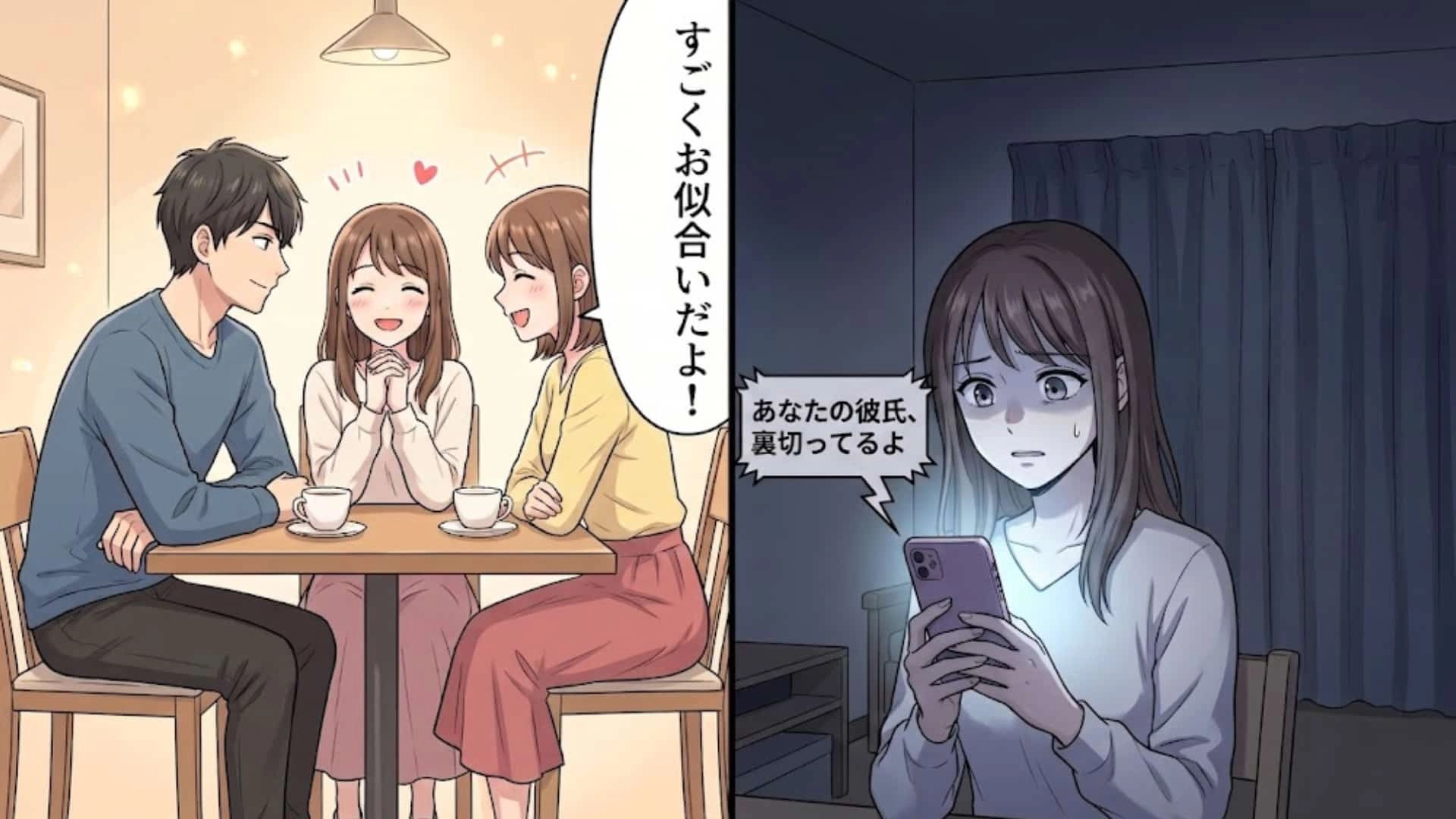 【恐怖体験】「彼女があなたの悪口を言っていたよ」彼氏の様子がおかしいと思い、親友に相談。その結果、誰も予想できなかった背筋が凍るような結末に...!?・前編