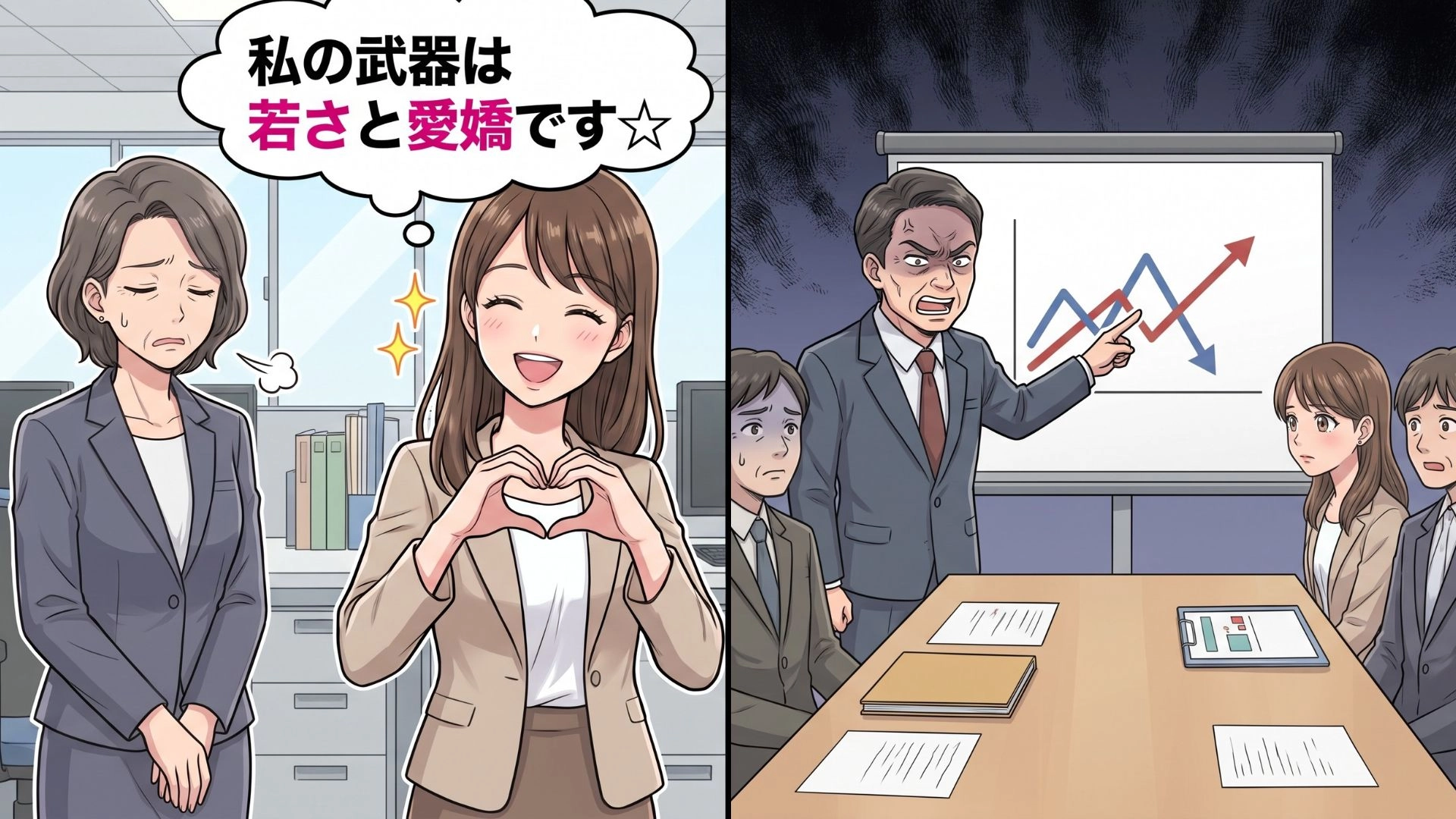 【職場】「若さと愛嬌が武器です♡」面倒な仕事を押しつけてくる後輩。ある日、『重要なプレゼン』でまさかの事態が...!
