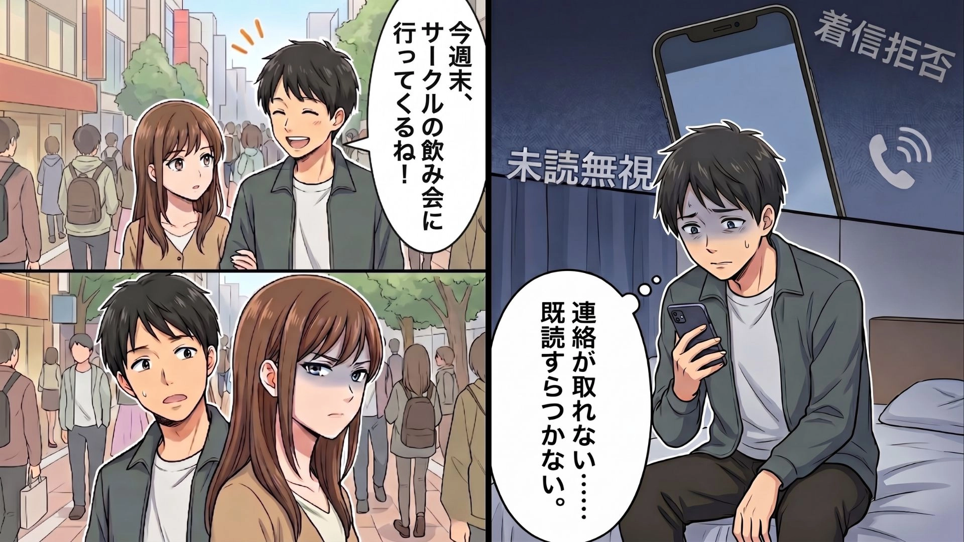 サークルの飲み会を伝えただけで激怒！？彼女が突然【音信不通】になった、まさかの理由とは...！・前編