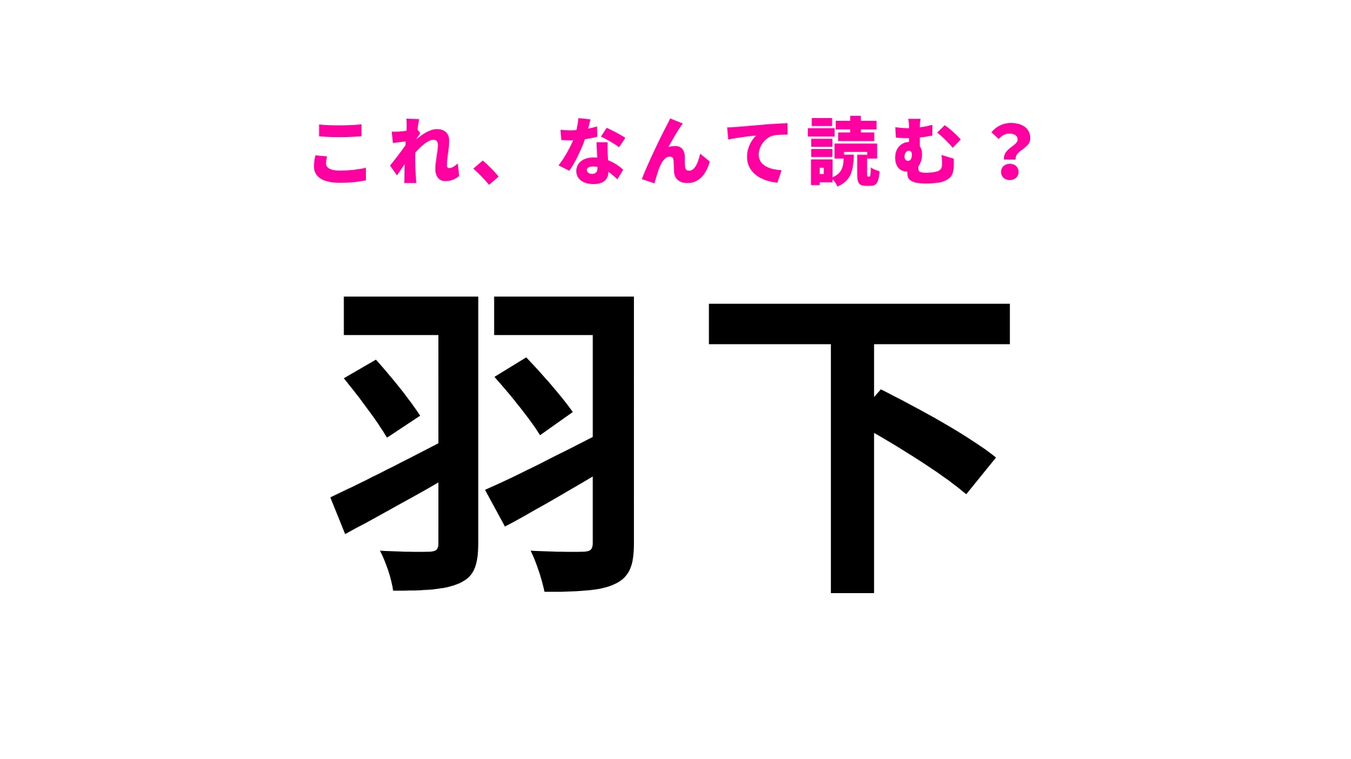 【漢字クイズ】「羽下」はなんて読む?わからなかったら答えをチェック!