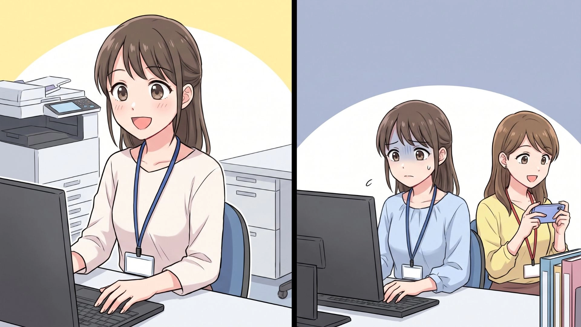仕事中に堂々とゲーム...！？同期だけ“特別扱い”されていることに違和感。先輩に相談すると、【予想外の事実】が判明して...！・前編