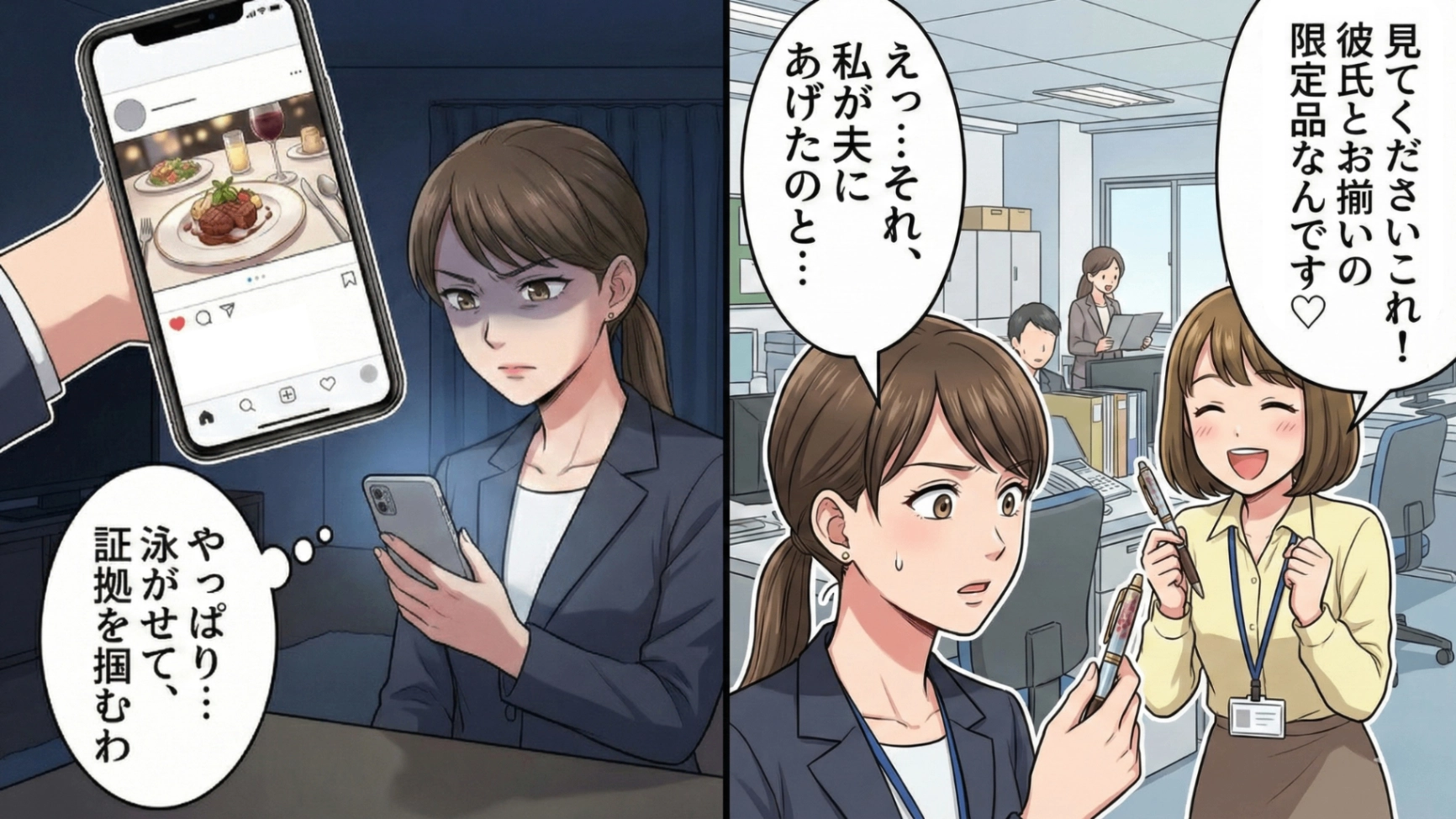 【最後にスカッと！】夫の不自然な残業と後輩女子の匂わせ投稿。全てを悟った妻は証拠集めをすることに...そして、会社のオンライン会議で“まさかの出来事”が！・前編
