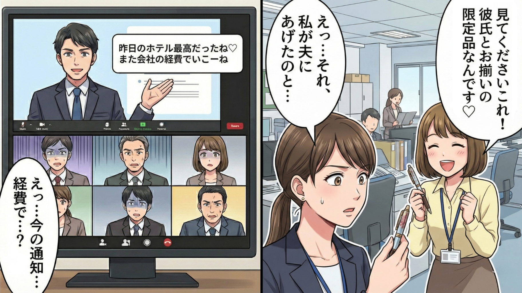 【最後にスカッと！】夫の不自然な残業と後輩女子の匂わせ投稿。全てを悟った妻は証拠集めをすることに...そして、会社のオンライン会議で“まさかの出来事”が！