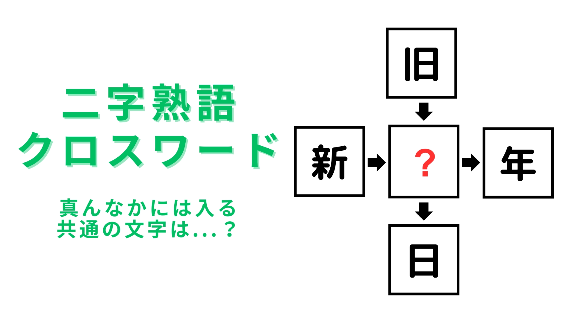 【二字熟語クロスワード】真んなかに入る漢字は?たまには難問にチャレンジ!