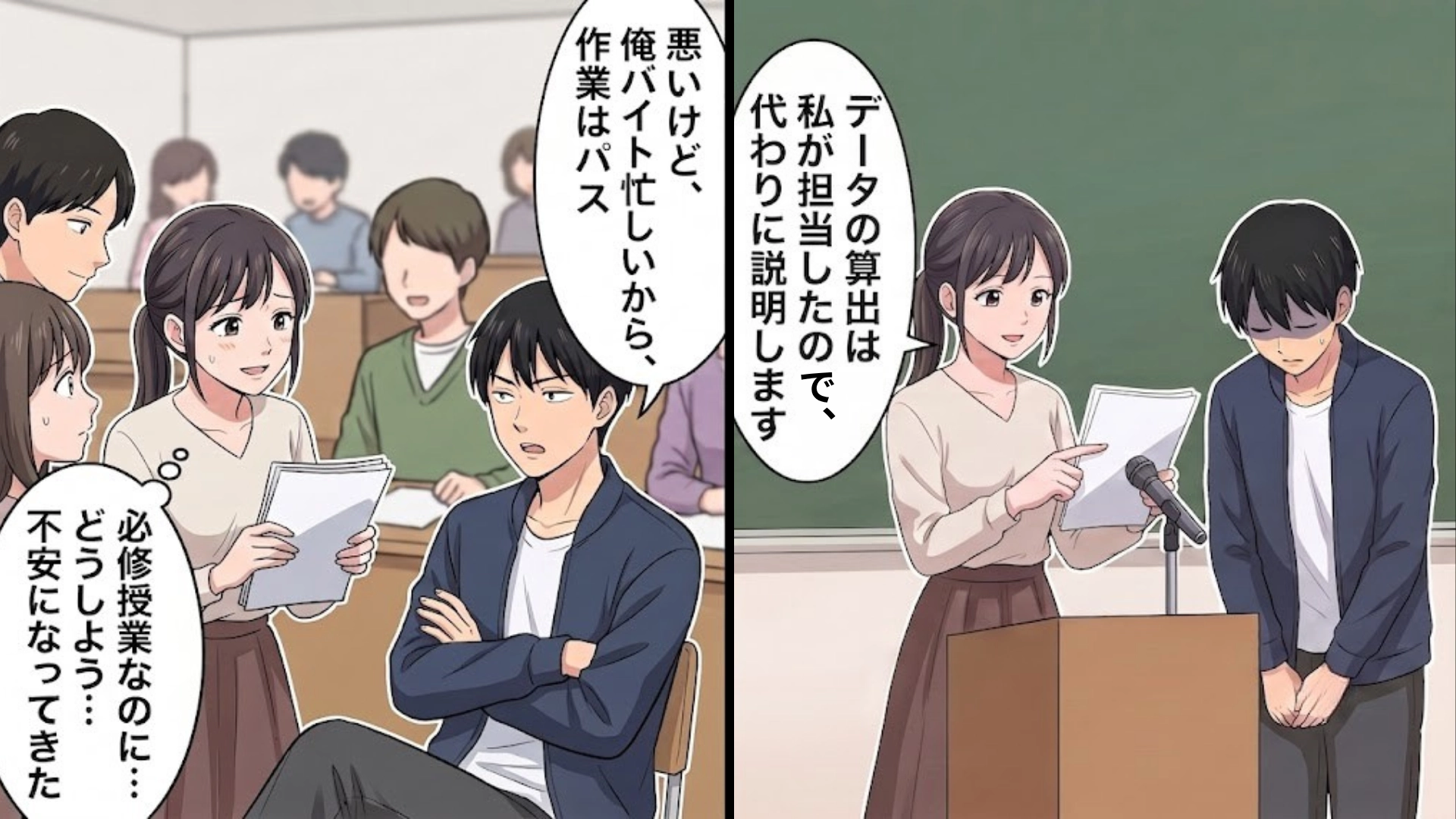【大学】「俺がメインで発表する」作業に一切参加せず、サボっていた同級生。当日【まさかの事態】に...！