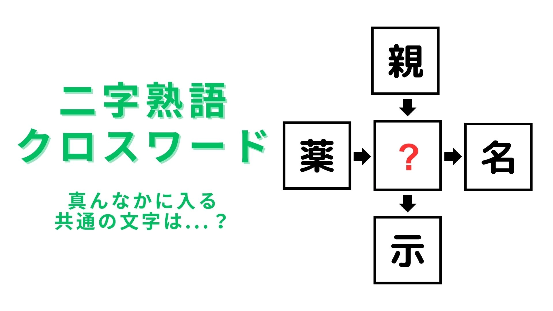 【二字熟語クロスワード】真んなかに入る漢字は?よ〜く考えて!