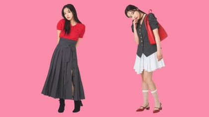 【村瀬紗英】秋トレンドは鮮烈な赤♡ 脱ブナンな「グレー×色っぽな赤」コーデとは？