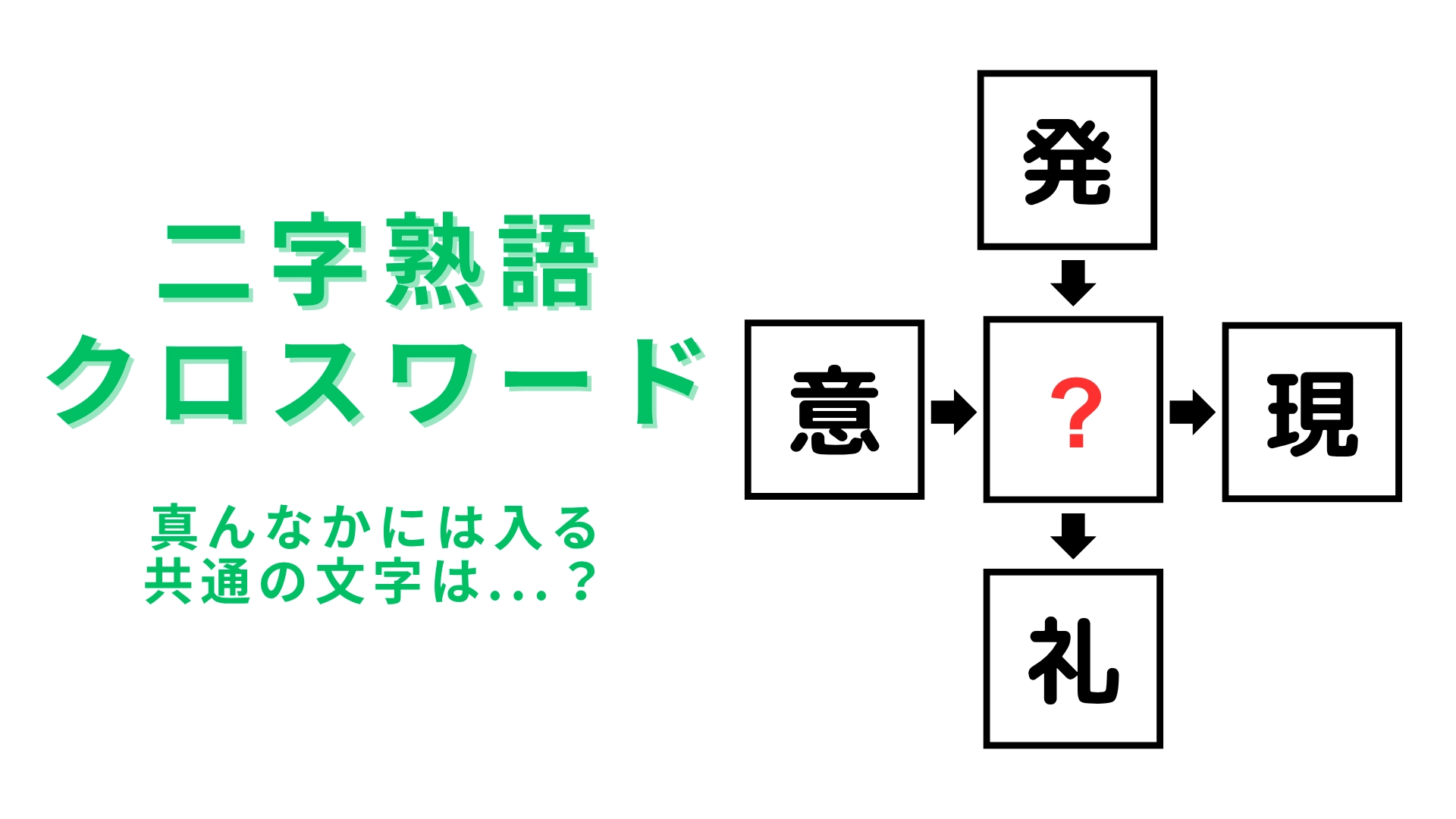 【二字熟語クロスワード】真んなかに入る漢字は？じっくり考えてみて！