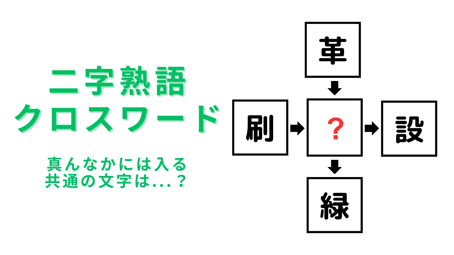 【二字熟語クロスワード】真んなかに入る漢字は？難問にチャレンジ！