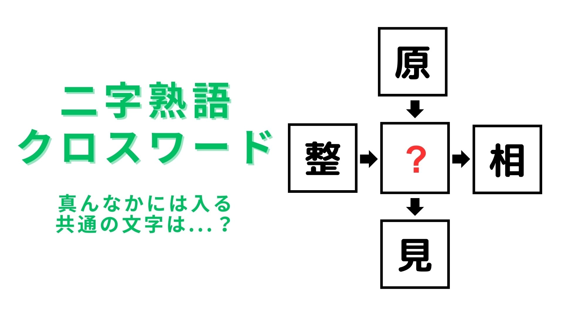 【二字熟語クロスワード】真んなかに入る漢字は？何秒で答えられるかチャレンジ！
