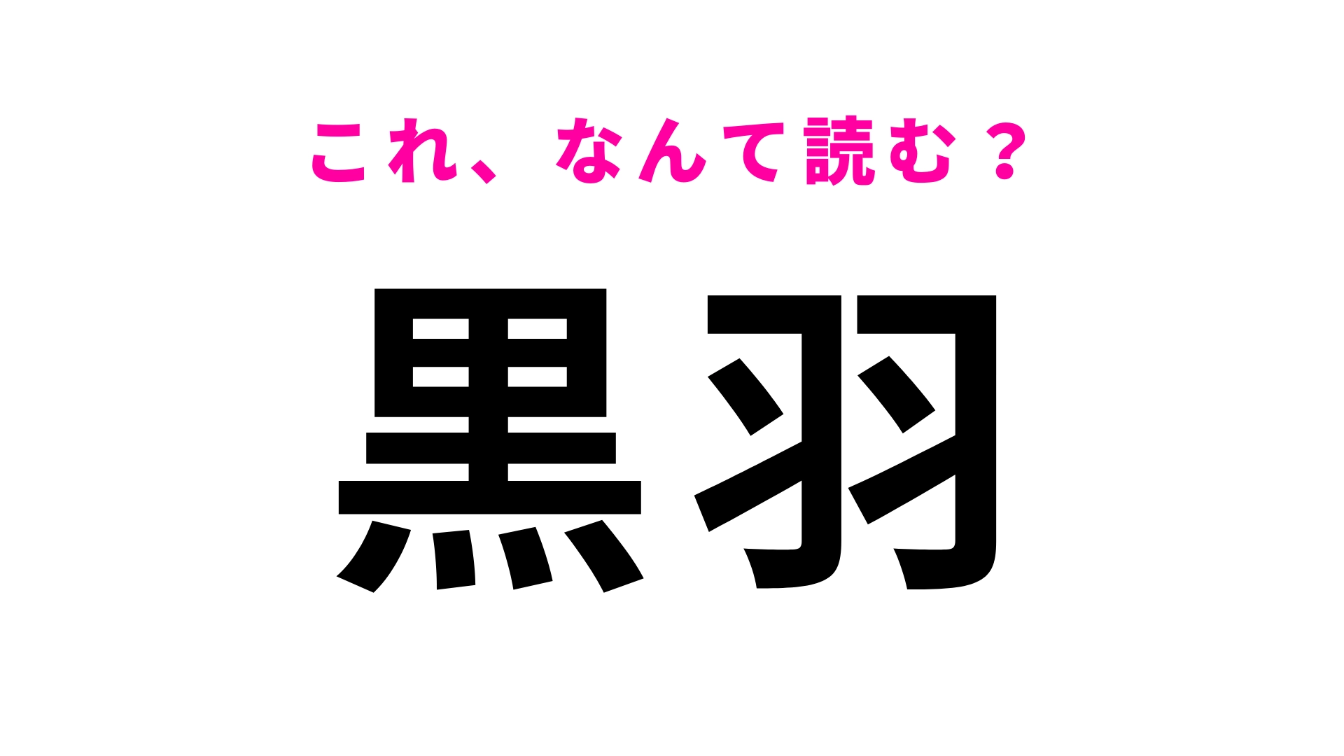「黒羽」はなんて読む？「くろはね」ではありません！