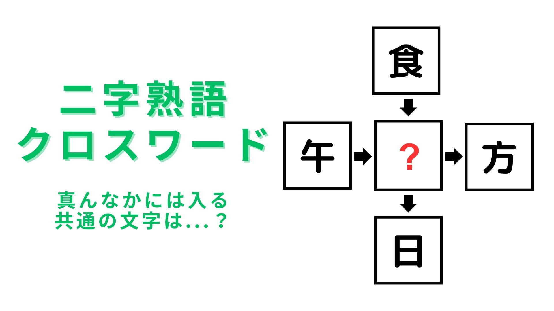 【二字熟語クロスワード】真んなかに入る漢字は？あなたも脳トレしよう！