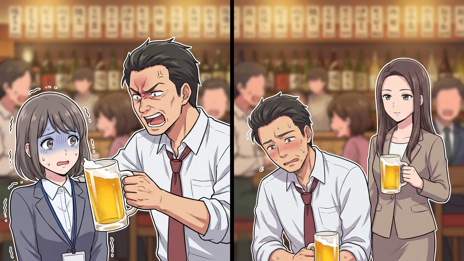 お酒が飲めない後輩に迫る【アルハラ上司】。次なるターゲットにされた主人公の対応によって、上司に『予想外の天罰』が…！
