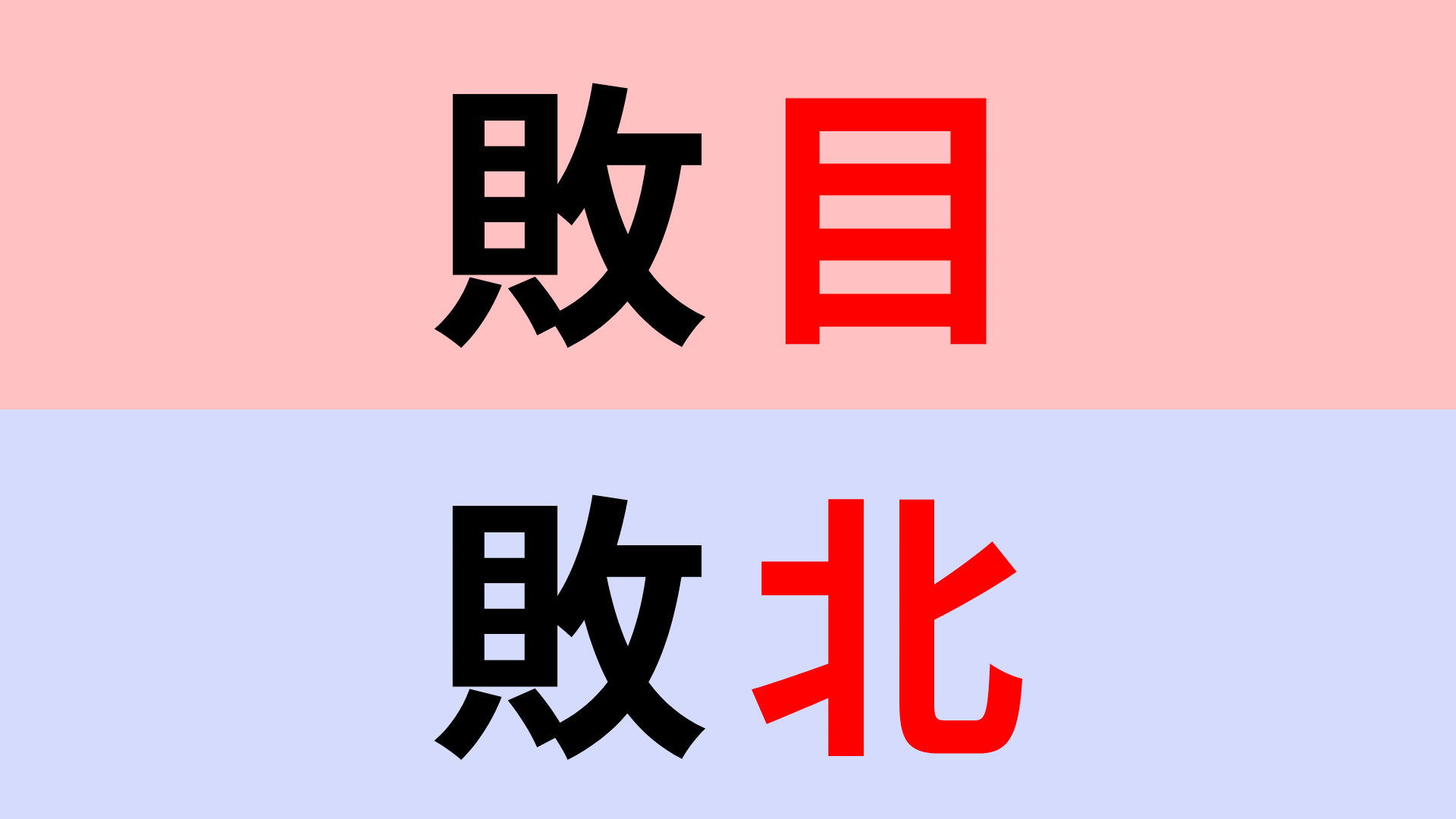 【漢字クイズ】「敗目」or「敗北」正解はどっち？即答したい問題です！