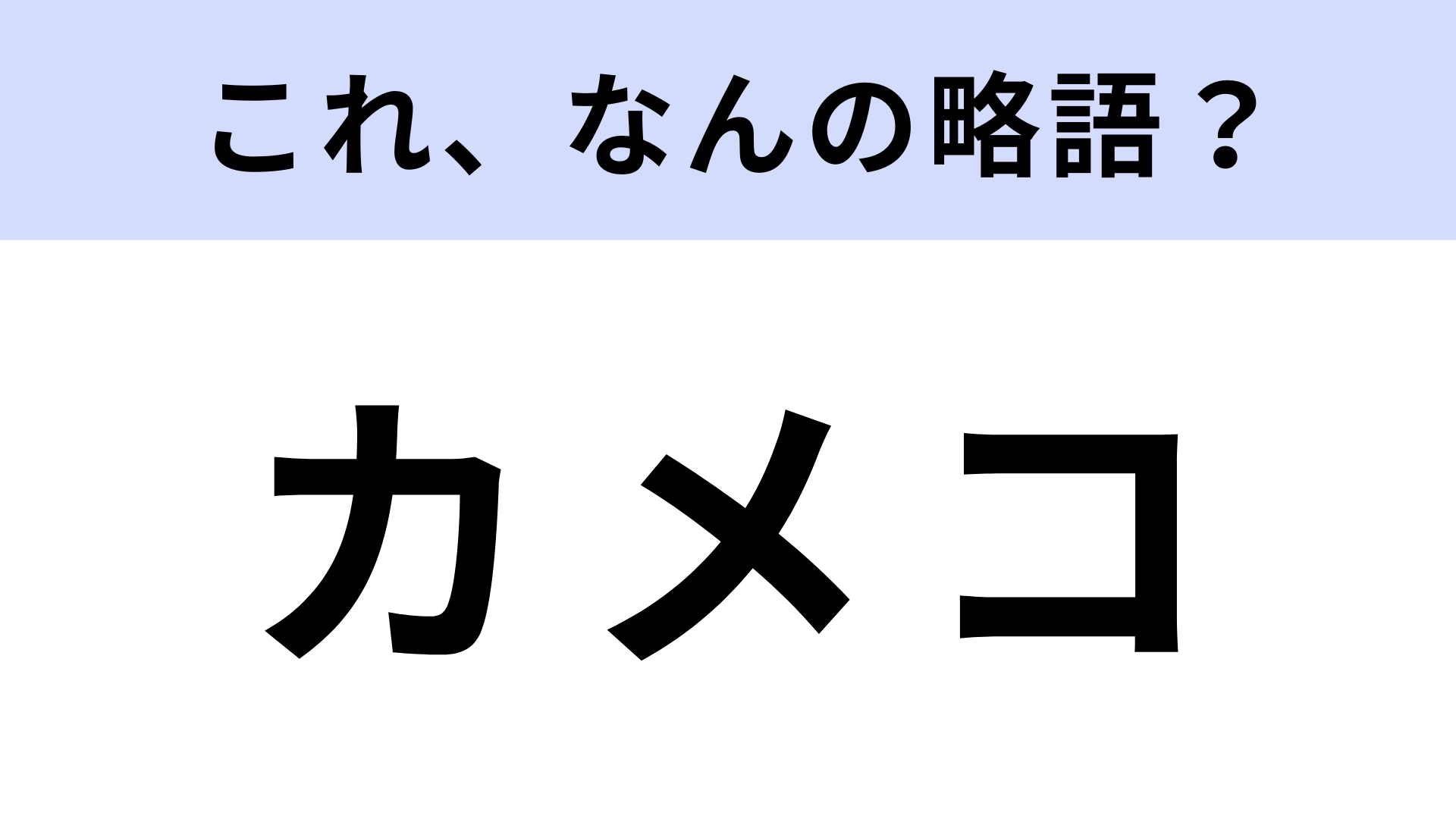 「カメコ」はなんの略？あるイベントで活躍する人たちのこと！【略語クイズ】