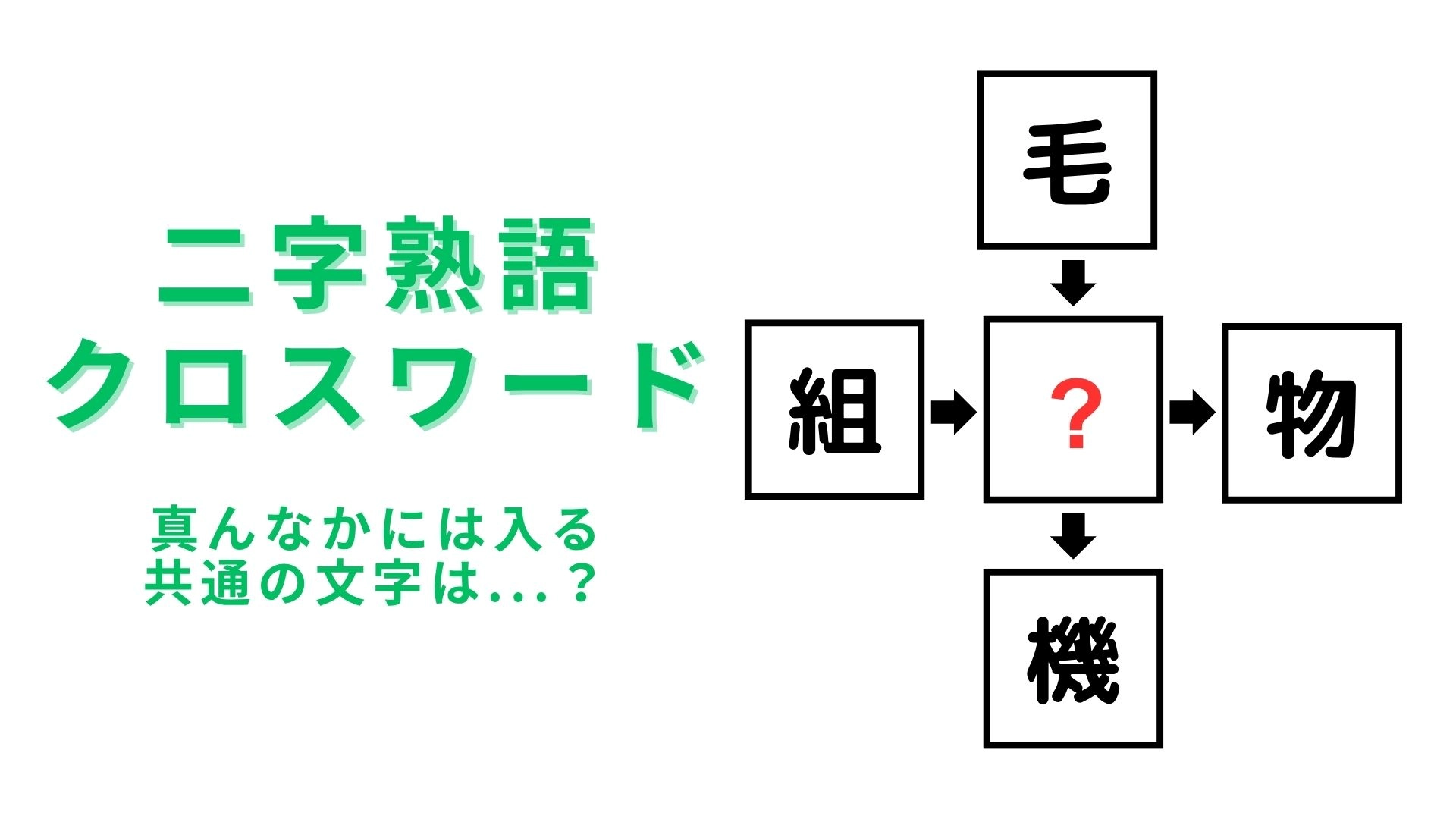 【二字熟語クロスワード】真んなかに入る漢字は？布に関係する言葉がヒント！