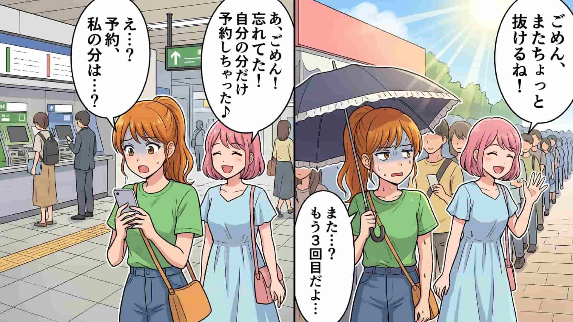 【推し活】ライブ遠征中、身勝手な行動を繰り返す友人。グッズ列に並んでいたら“まさかの展開”に...！？・前編