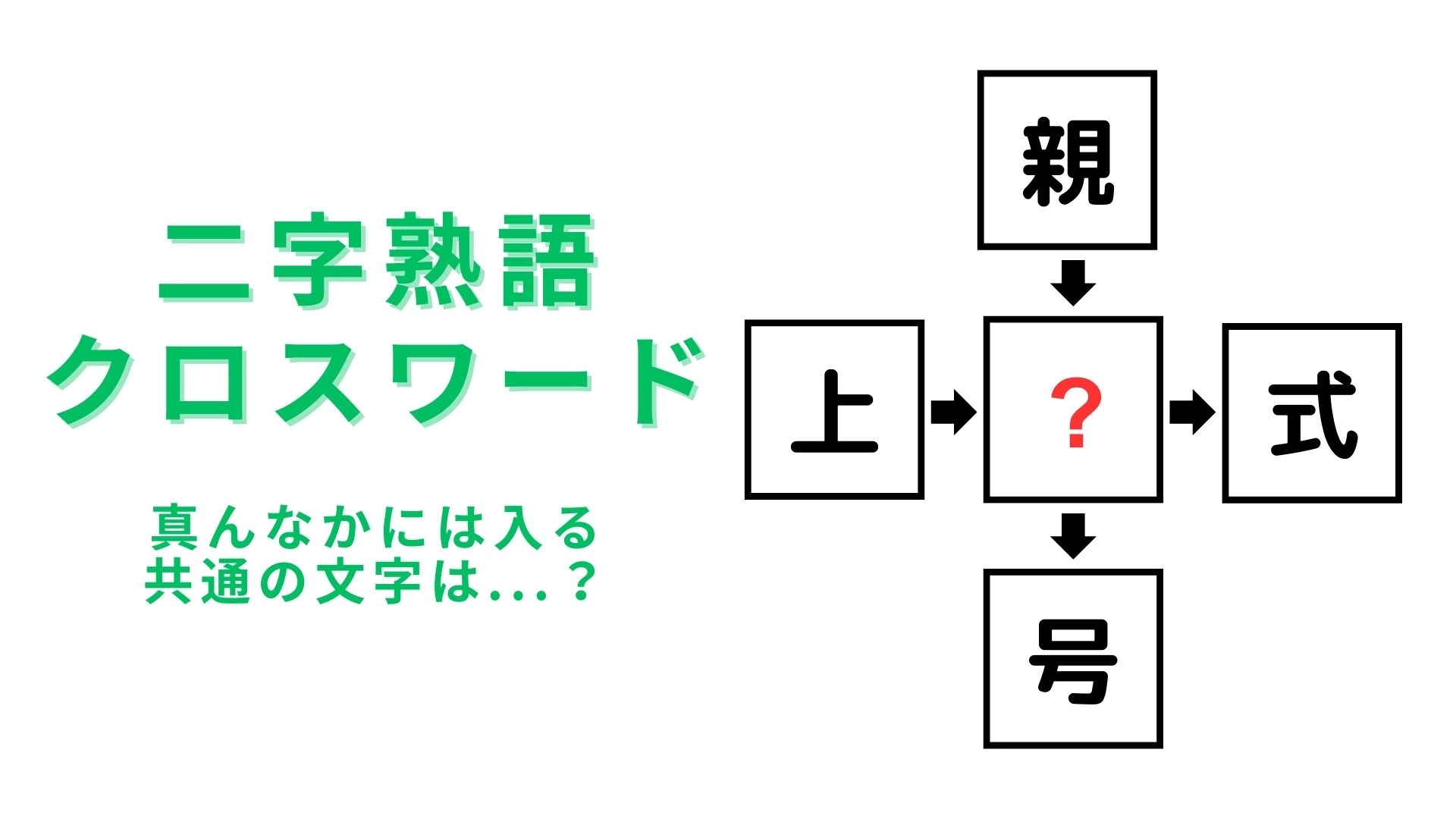 【二字熟語クロスワード】真んなかに入る漢字は？スキマ時間に挑戦して♡