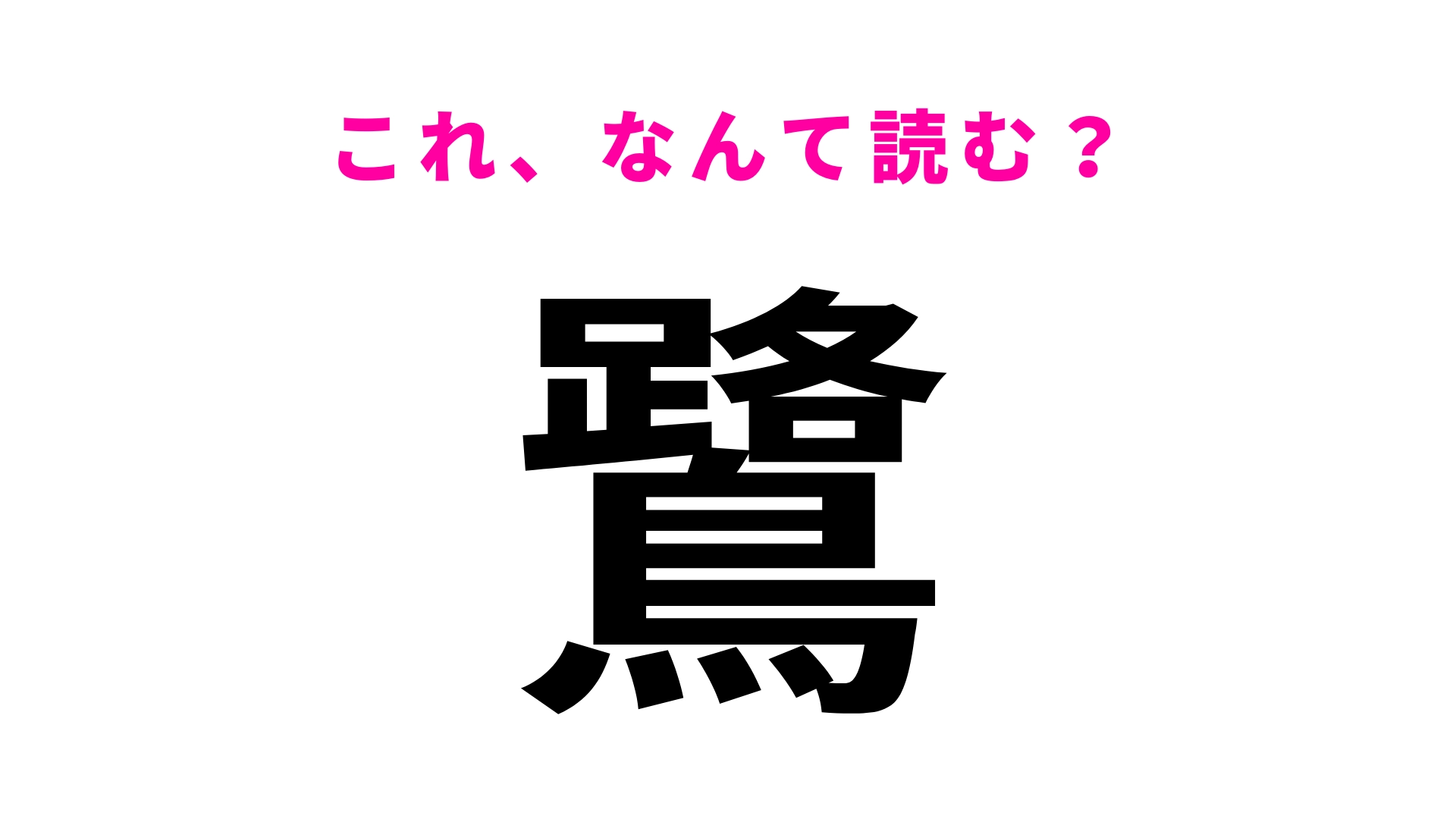 【漢字クイズ】「鷺」はなんて読む？どんな鳥を表す...！？
