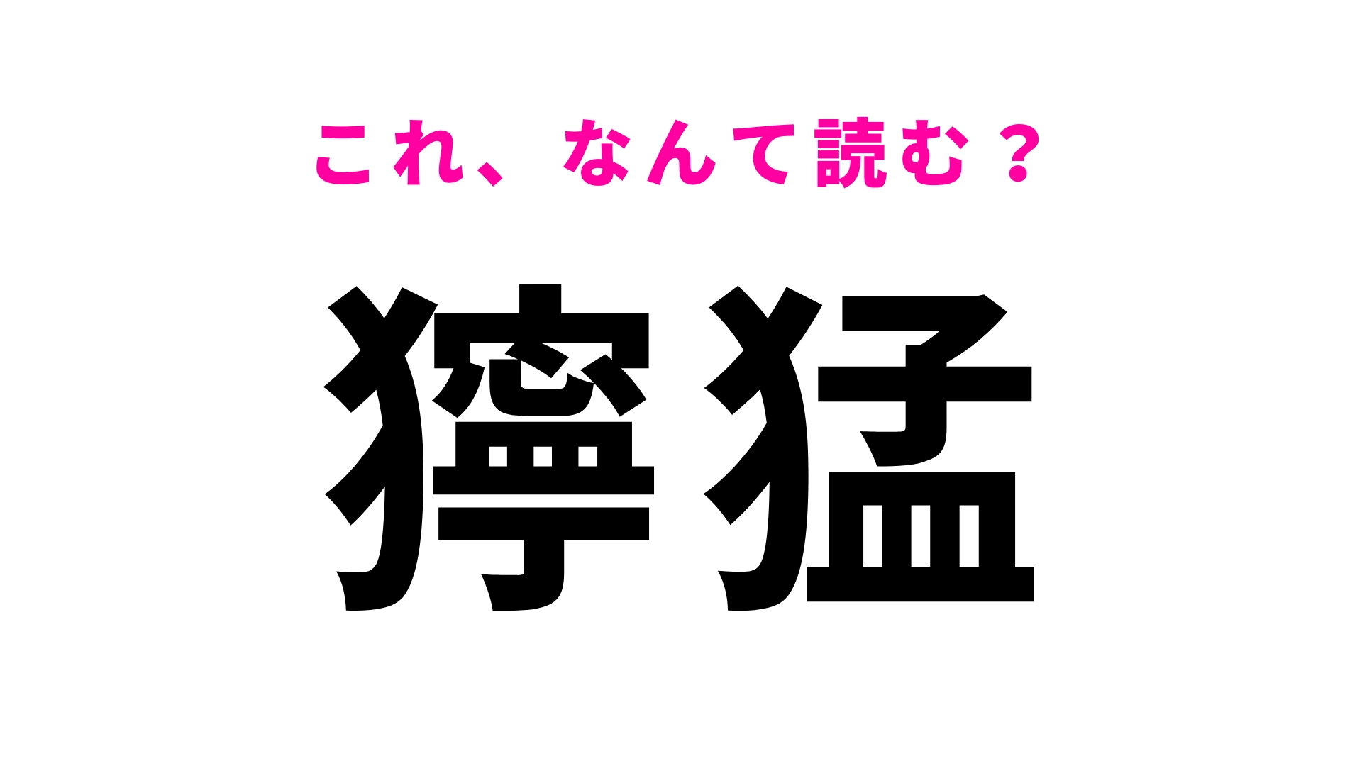 【漢字クイズ】「獰猛」はなんて読む？1文字目の読み方が難しい...！