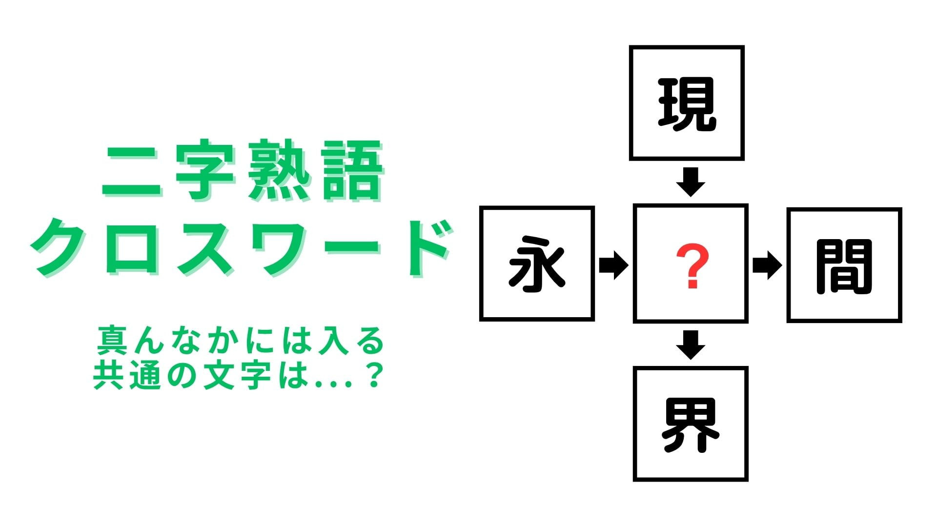 【二字熟語クロスワード】真んなかに入る漢字は？難易度高めです！