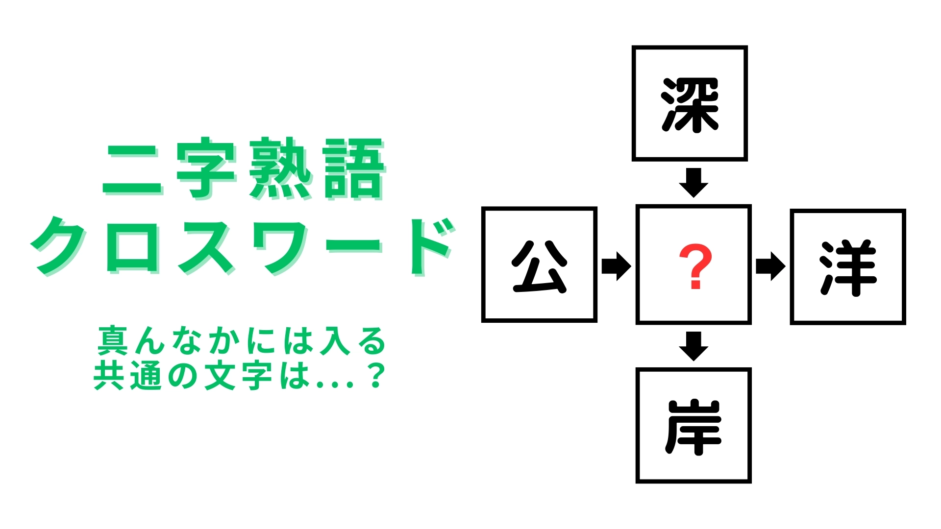 【二字熟語クロスワード】真んなかに入る漢字は？ピンときたあなたは天才！