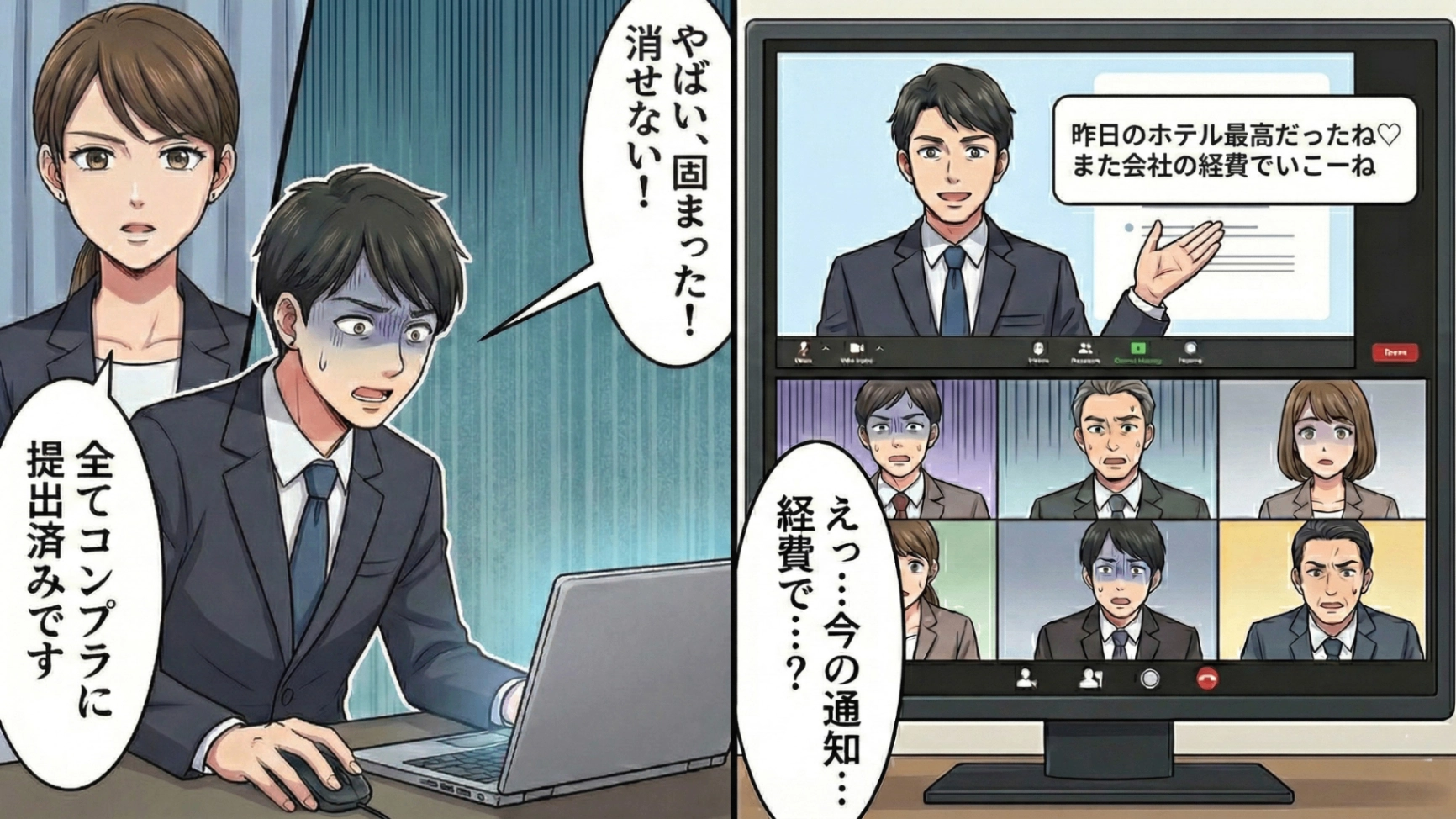 【後編】【最後にスカッと！】夫の不自然な残業と後輩女子の匂わせ投稿。全てを悟った妻は証拠集めをすることに...そして、会社のオンライン会議で“まさかの出来事”が！