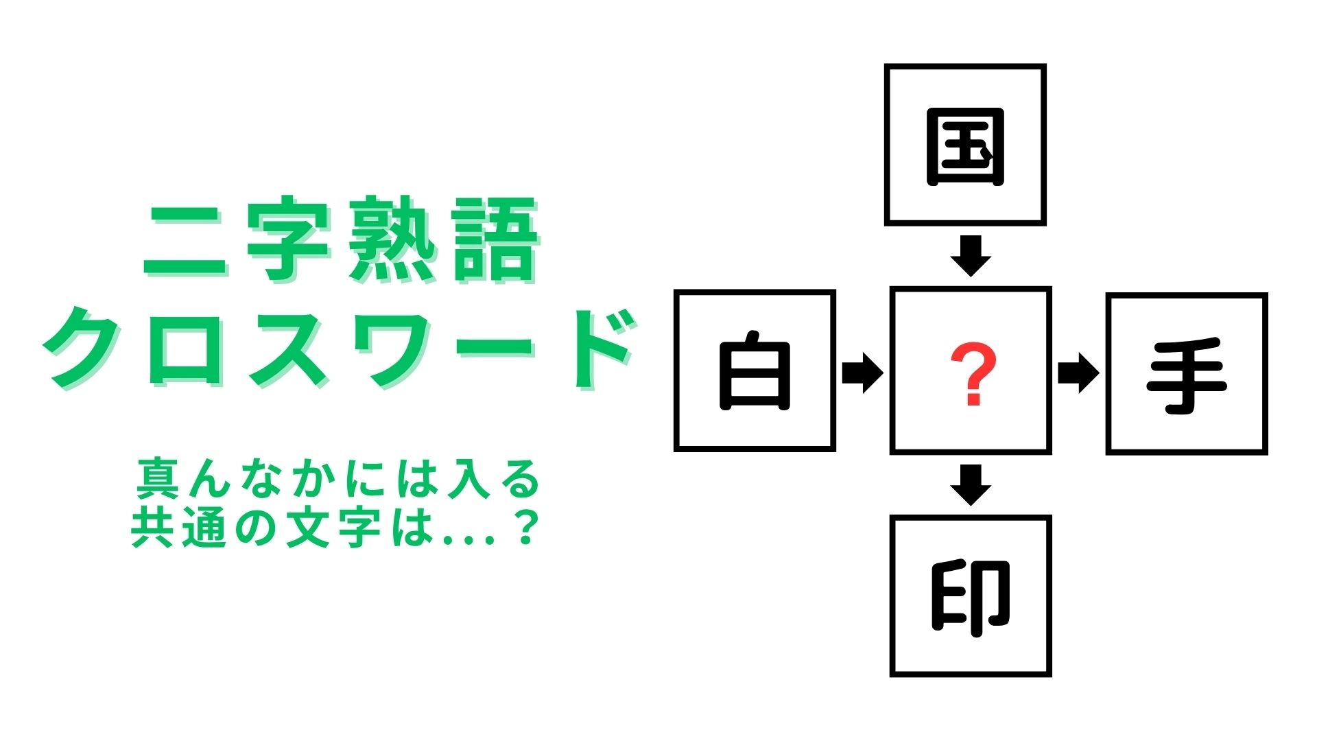 【二字熟語クロスワード】真ん中に入る漢字は？4つの漢字を見つめてみよう！