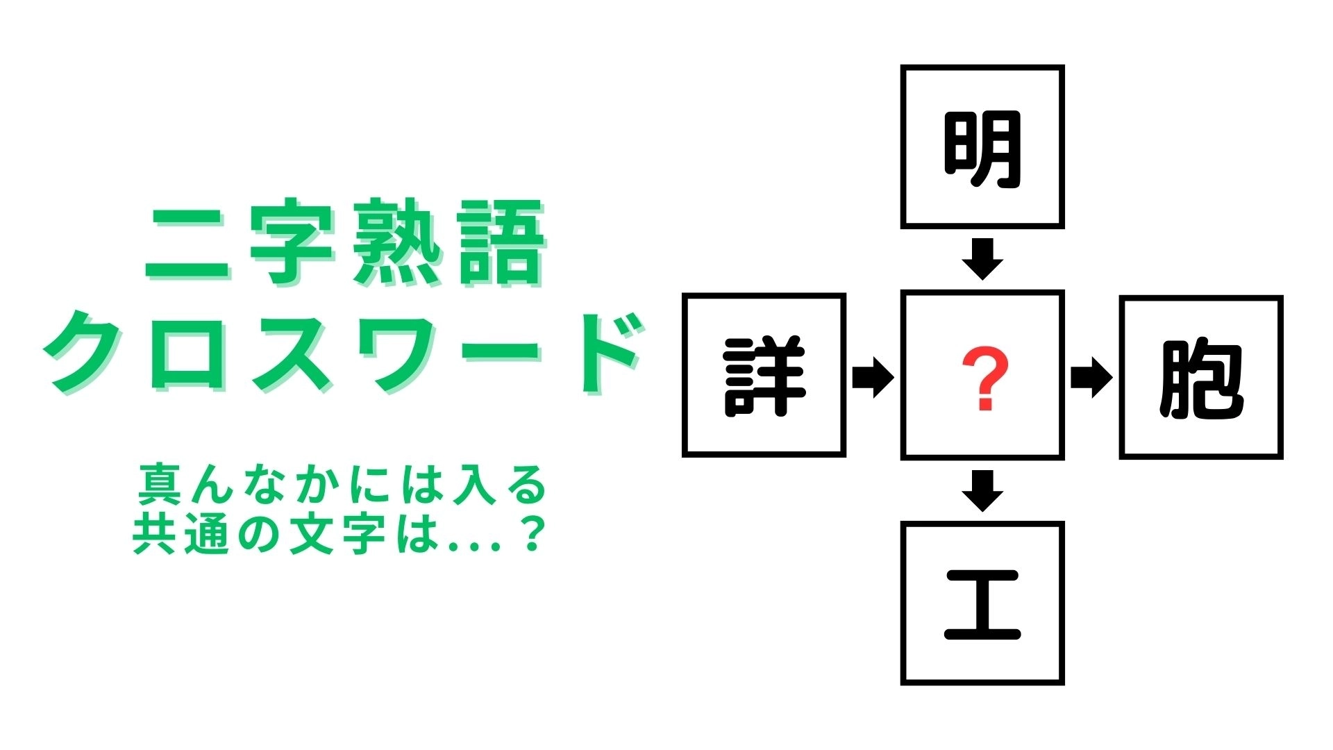 【二字熟語クロスワード】真んなかに入る漢字は？5秒以内にわかるかな…！