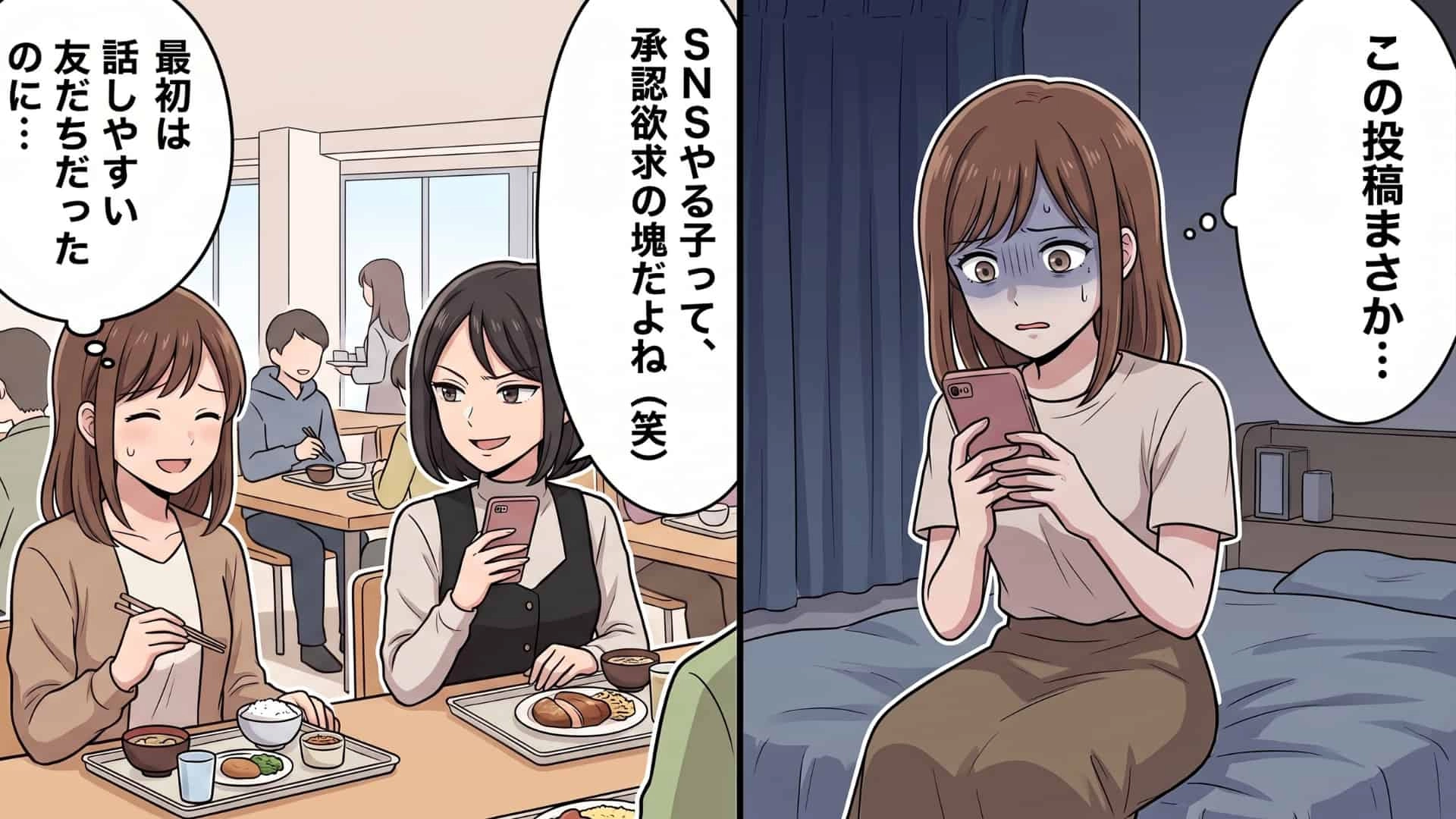 【フレネミー】「SNSなんて承認欲求の塊」大学で意気投合した友人。ある日、SNSの裏アカウントが判明して【予想外の事態】に...！？・前編
