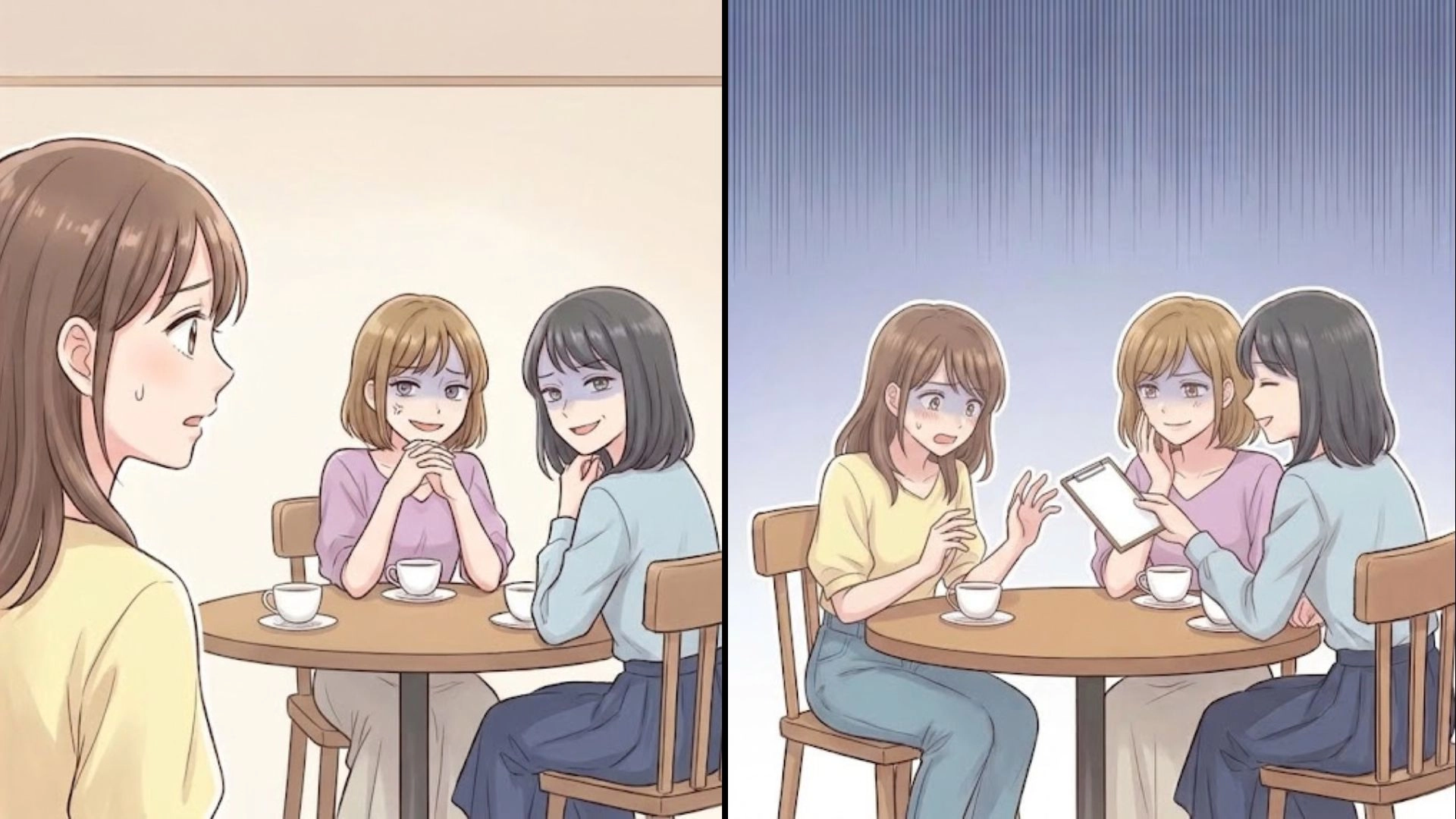 【最後にスカッと!】バイト終わりに大急ぎで向かった女子会。久しぶりに再会した友人たちが衝撃言動を連発。【信じられない態度】に反撃した、主人公の行動とは...!