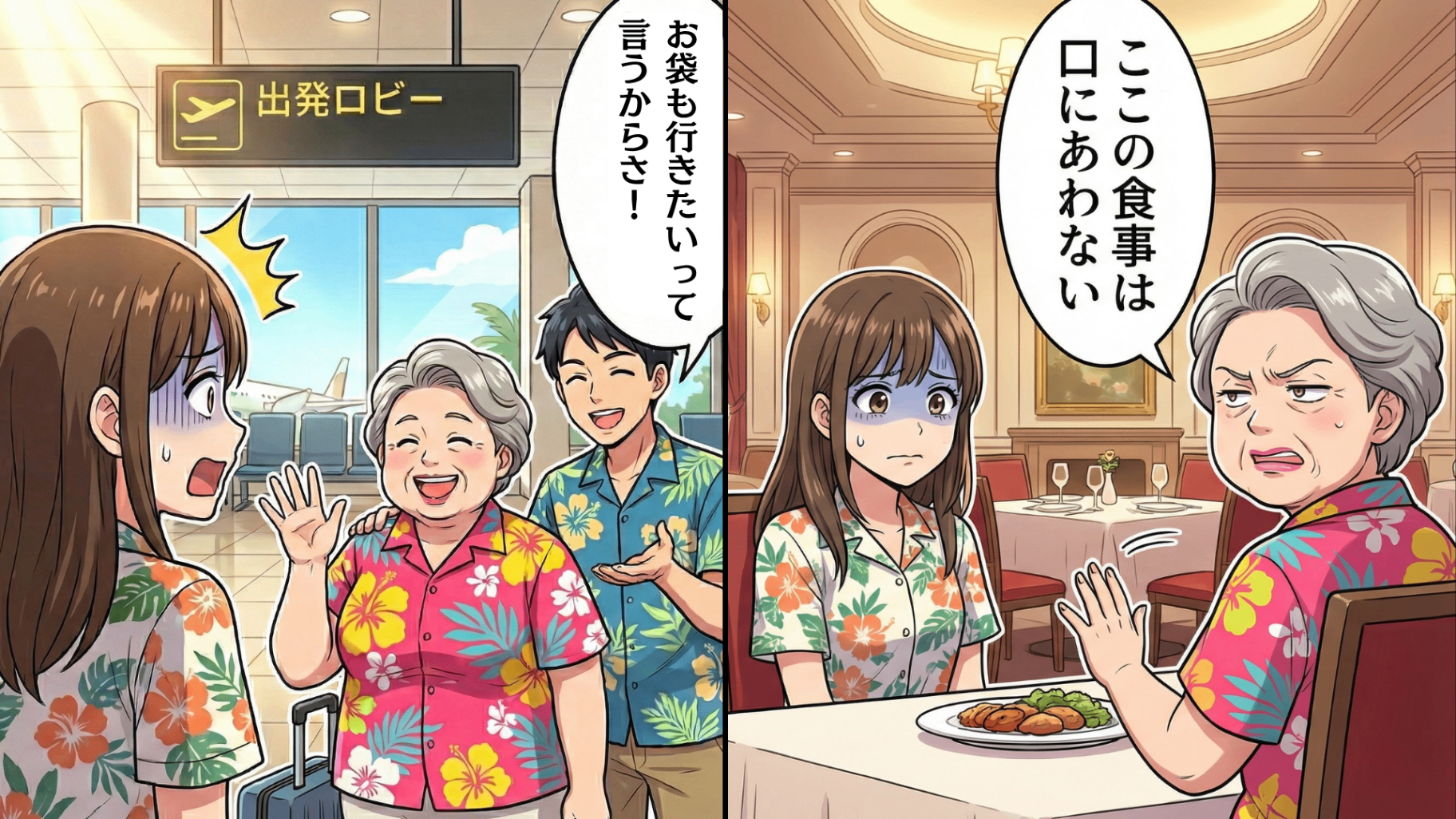 憧れのハワイ新婚旅行に【まさかの義母が同行】！？「親孝行だ」とドヤ顔の夫。ありえない行動の連続で、一生の思い出になるはずの旅行が想像を絶する事態に…！・前編