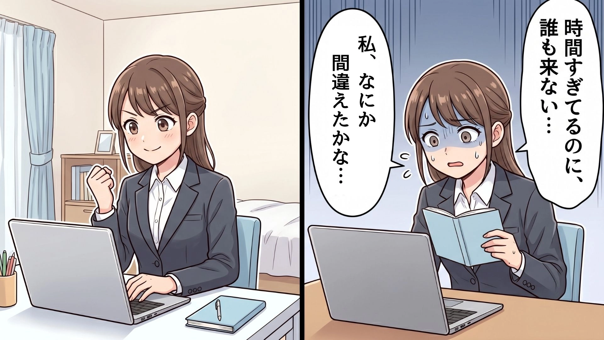 第一志望の『オンライン面接』で面接官が遅刻。やっと開始したと思ったら...【信じられない発言】をされて！？・前編