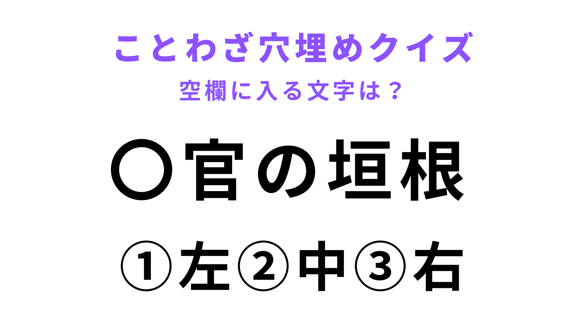 【〇官の垣根】空欄に文字を入れてことわざを完成させて！