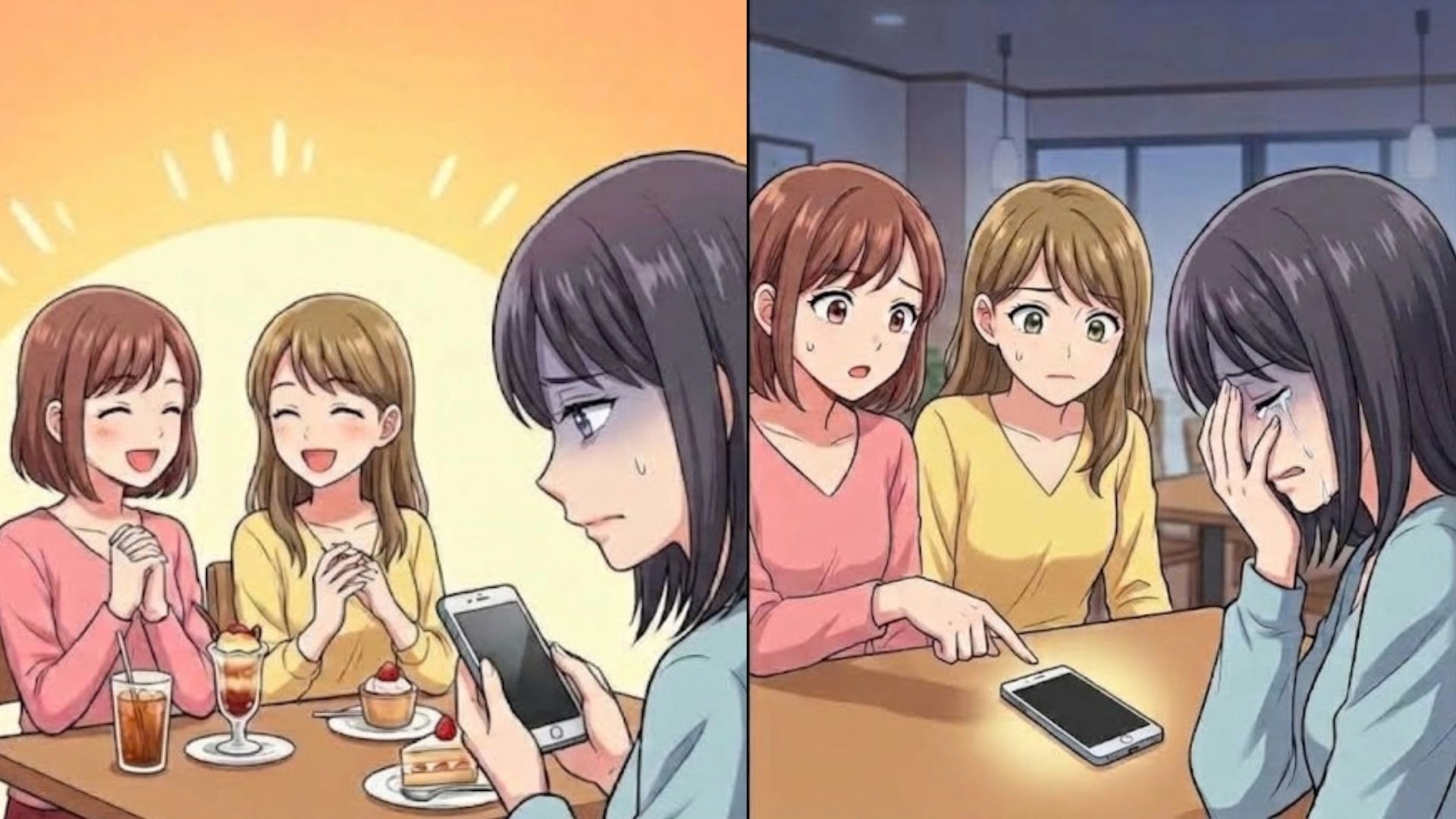 【予想外の展開】「このまま別れることになるかも...」久しぶりに集まった女子会で突然泣き出した友人。慌てて店を飛び出した彼女の後を追うと、【信じられない事実】が発覚して...!?・前編