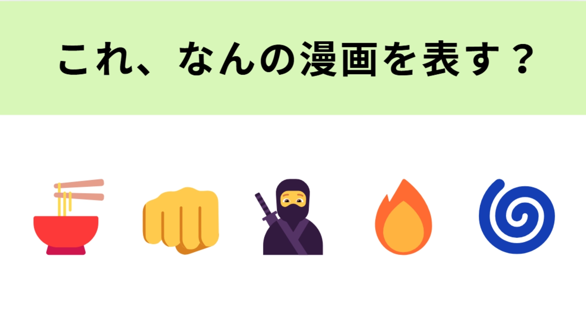 この絵文字が表す漫画は？忍者をテーマにした人気漫画といえば？